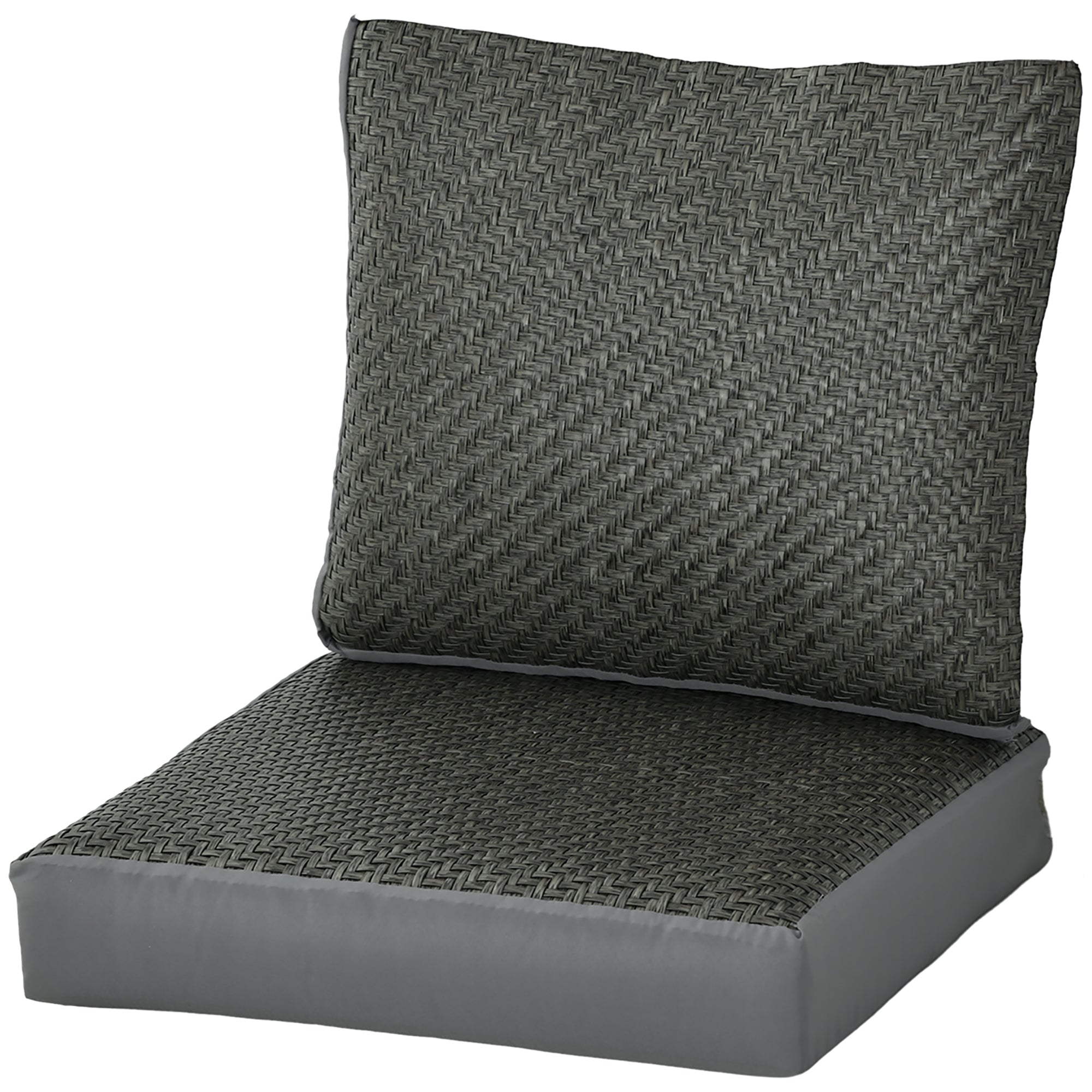 Outsunny 2-Piece Back and Seat Cushion Pillows Replacement, Fabric and PE Rattan Patio Chair Cushions Set, Grey