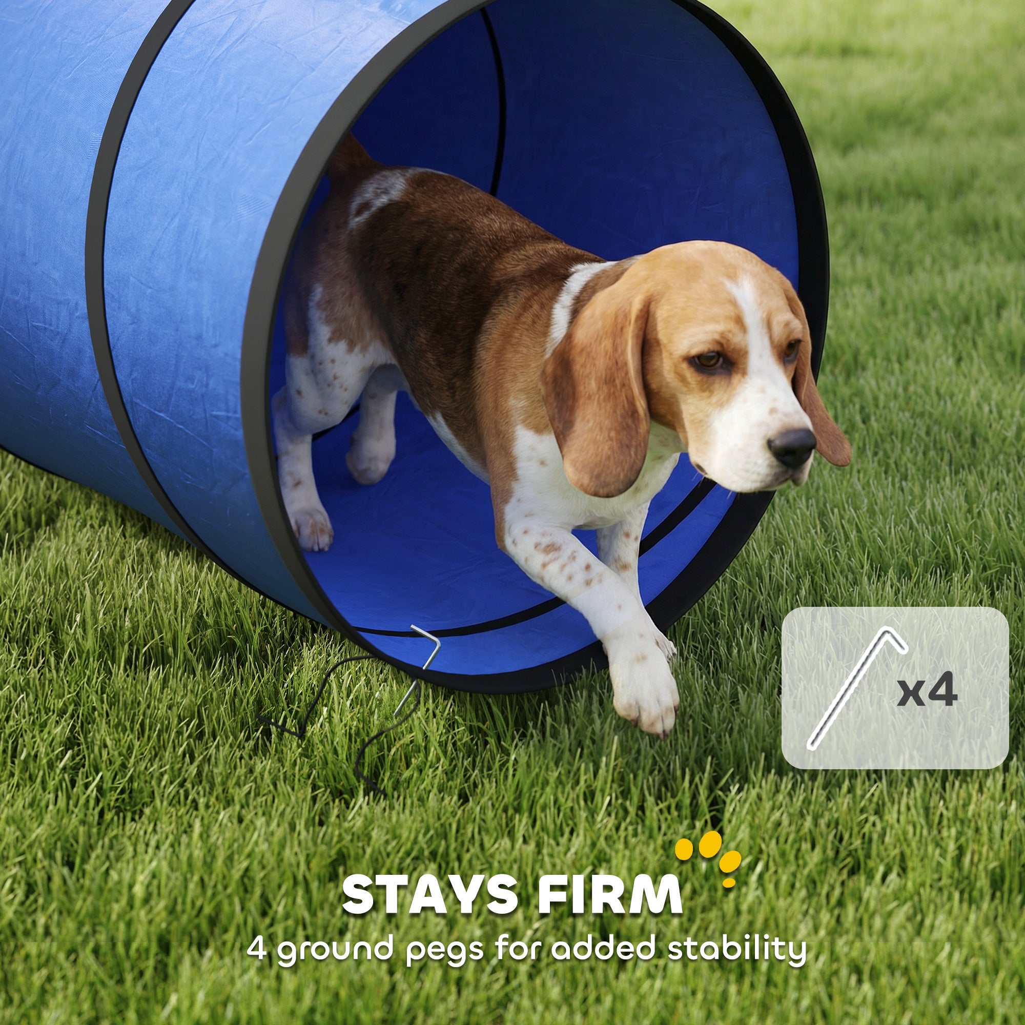 PawHut Dog Tunnel, 300 x 50 cm, Foldable Play Tunnel with 4 Pegs and Bag, Tear-Resistant Outdoor Dog Agility Equipment, Blue