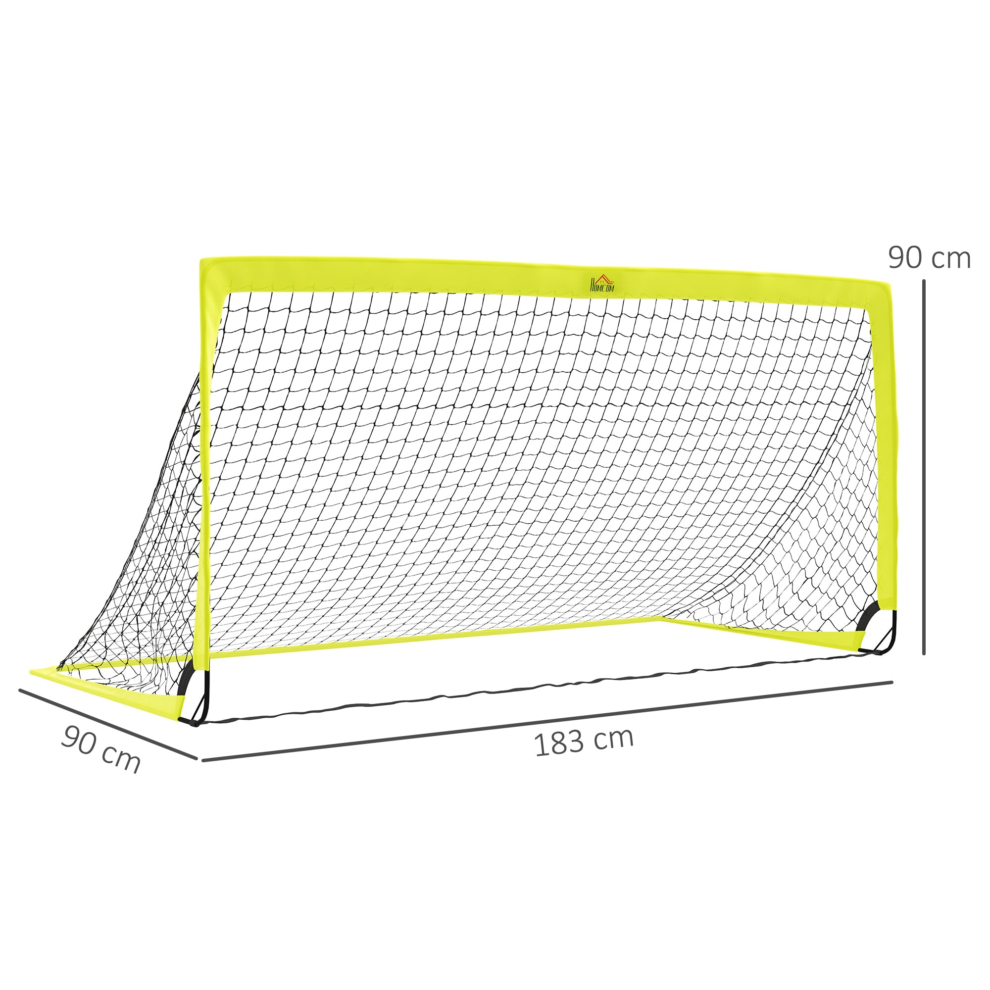 HOMCOM Set of 2 Football Goal Net 6 x 3 ft Foldable Outdoor Sport Training Teens Adults Football with Carrying Bag Yellow - North Peak Garden Furniture