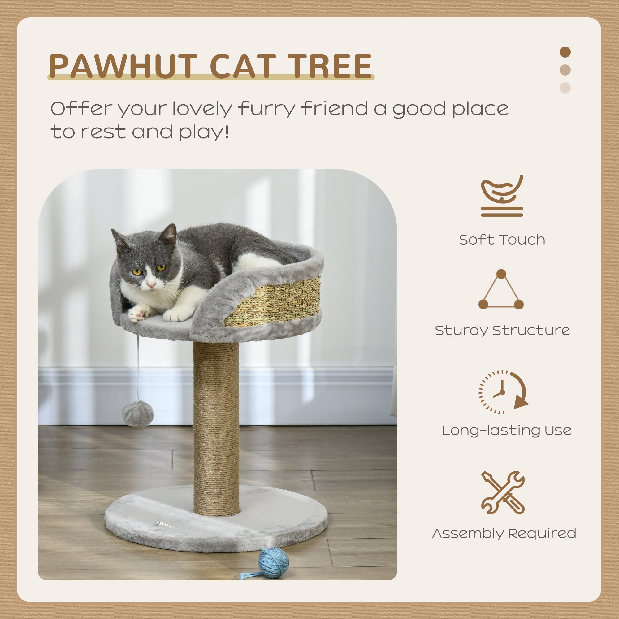 PawHut Cat Tree Tower with Scratching Posts, Grey - North Peak Garden Furniture