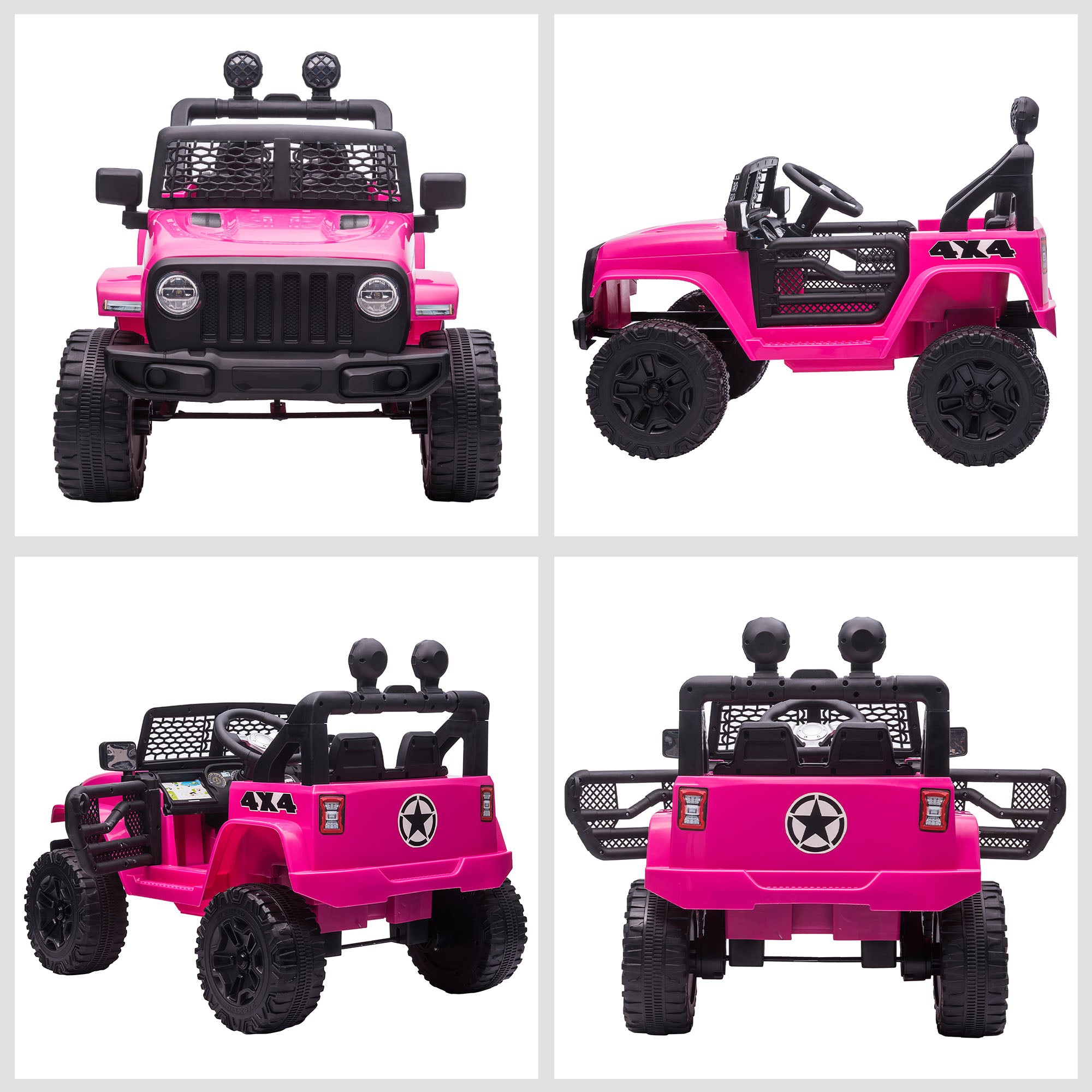 HOMCOM Kids Electric Ride On Car 12V Off Road Toy with Parental Remote Control 2 Motors Horn Lights Suspension Wheels for 3-6 Years Old Pink - North Peak Garden Furniture