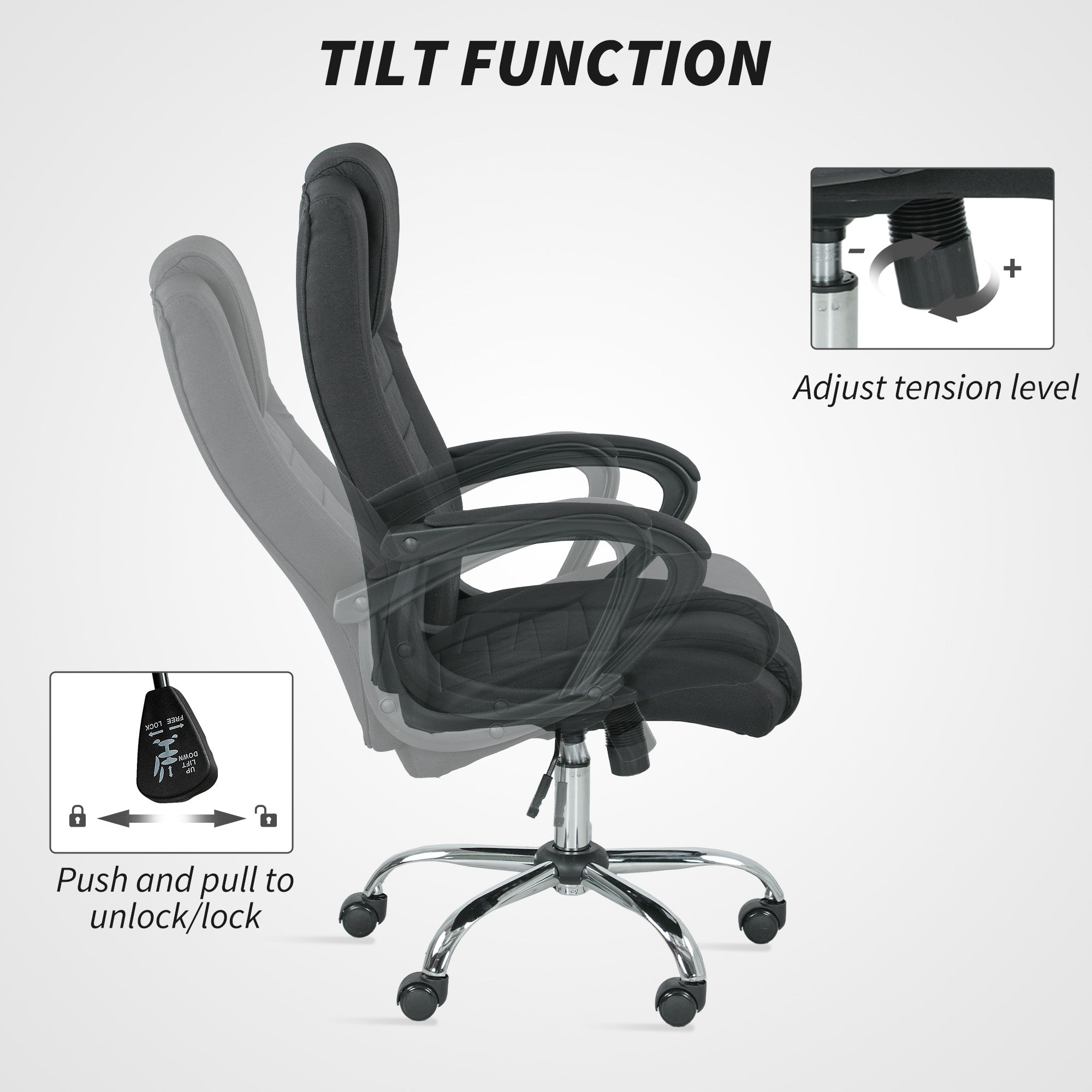 Vinsetto Linen-Look Swivel Office Chair - Black