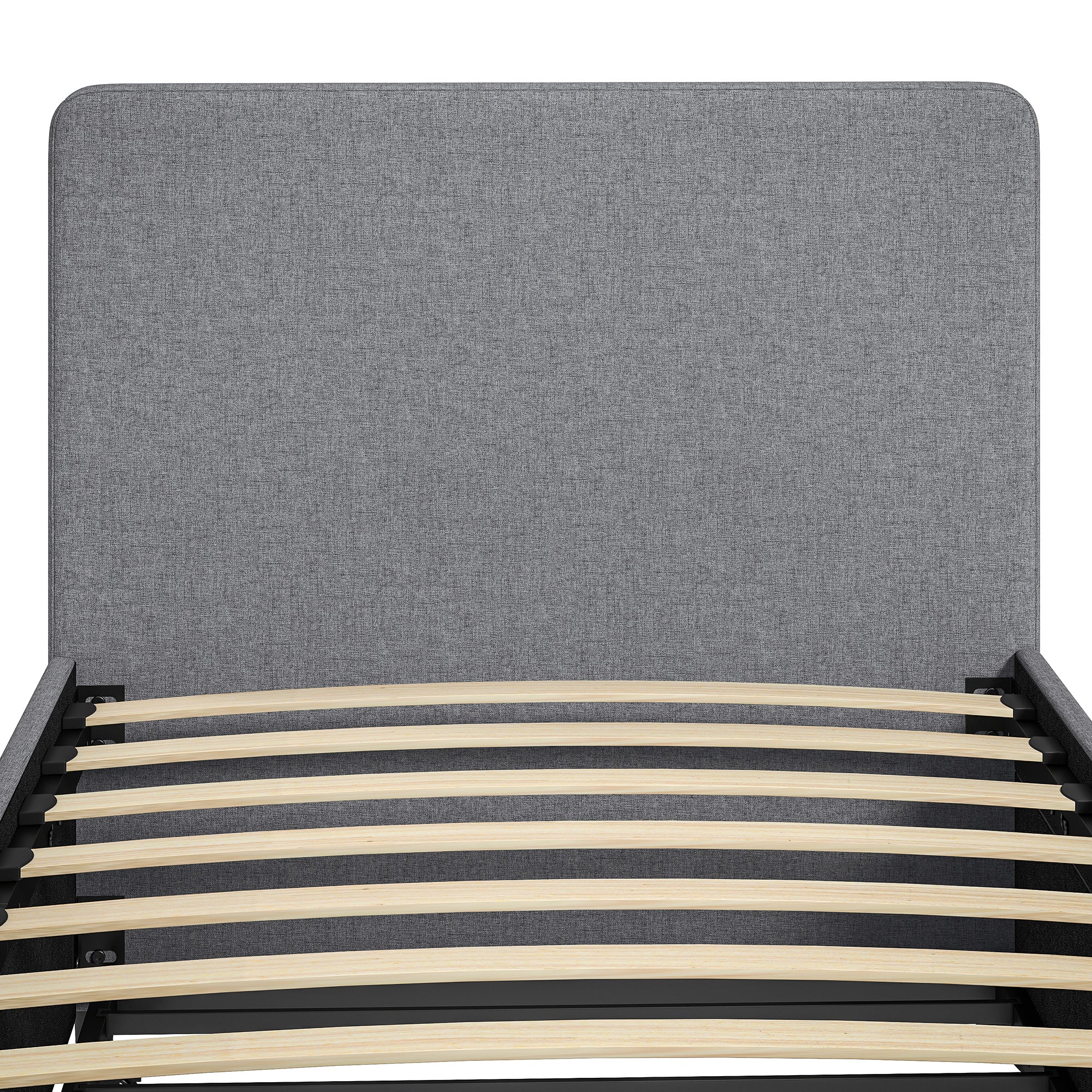 HOMCOM 3ft Single Bed Frame with Trundle, Upholstered Pull Out Trundle Bed with Headboard and Footboard, Dark Grey