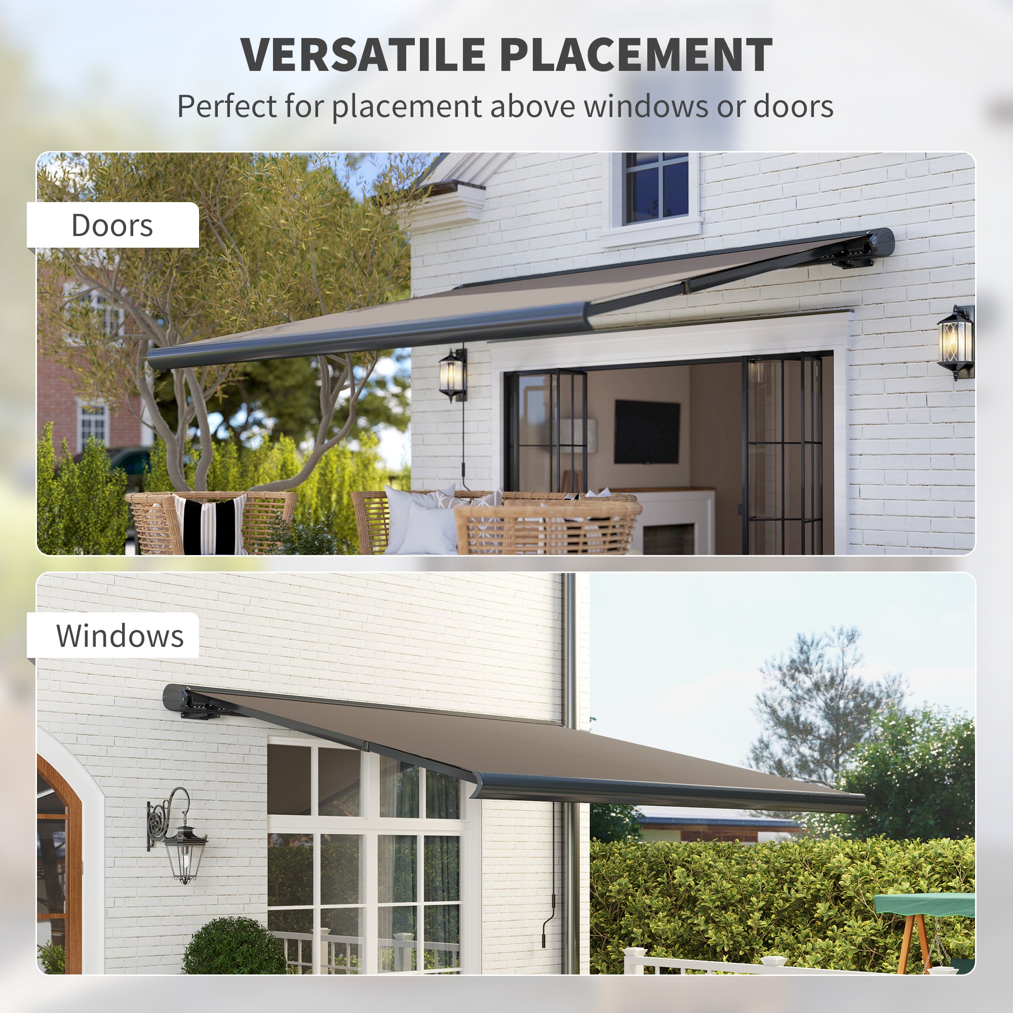 Outsunny 3.5 x 3 m Electric Awning with Remote Controller, Aluminium Frame DIY Retractable Awning, UV50+ Sun Shade Canopy for Garden Patio Deck Door Window, Light Grey - North Peak Garden Furniture