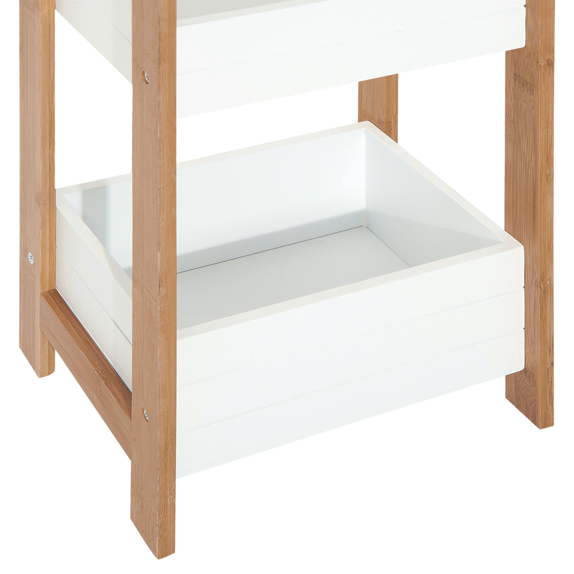 HOMCOM 3-Tier Bathroom Rack Storage Shelf Bamboo Organiser Shower Tower for Narrow Place - North Peak Garden Furniture