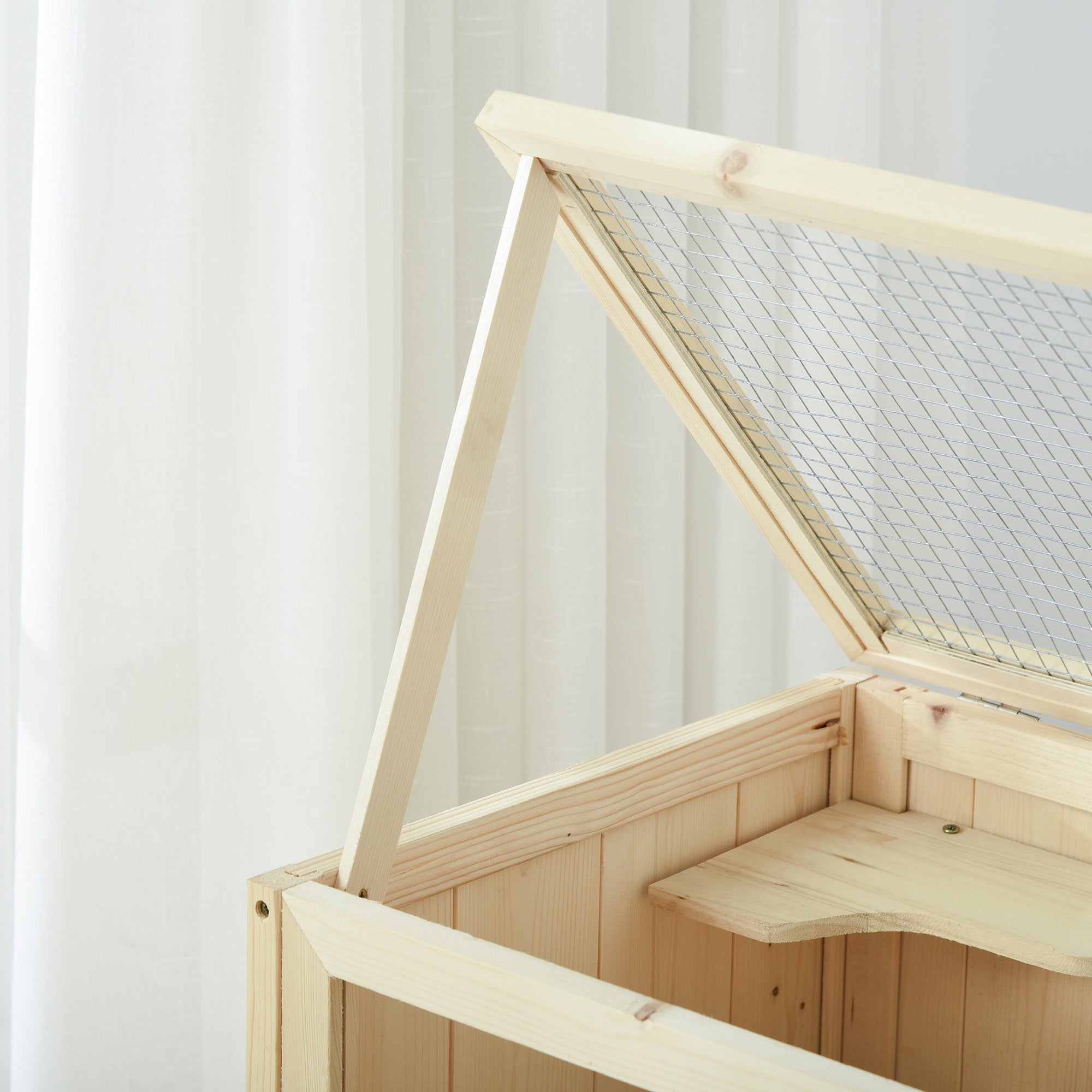 PawHut Wooden Hamster Cage with Storage Shelf, Small Animal Exercise Play House with Openable Top, for Hamsters, Gerbils, 60 x 40 x 80 cm - Natural - North Peak Garden Furniture