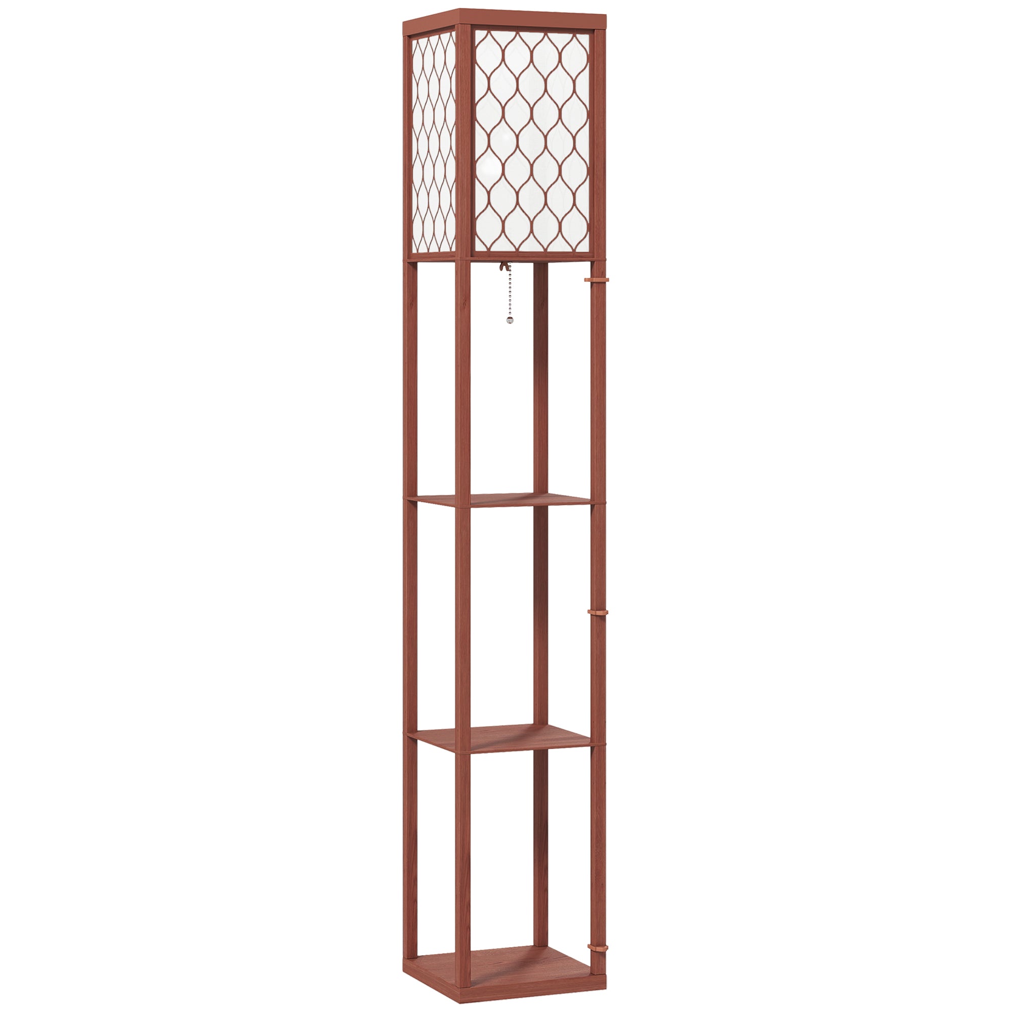 HOMCOM Three-Shelf Standing Lamp - Brown/White - North Peak Garden Furniture