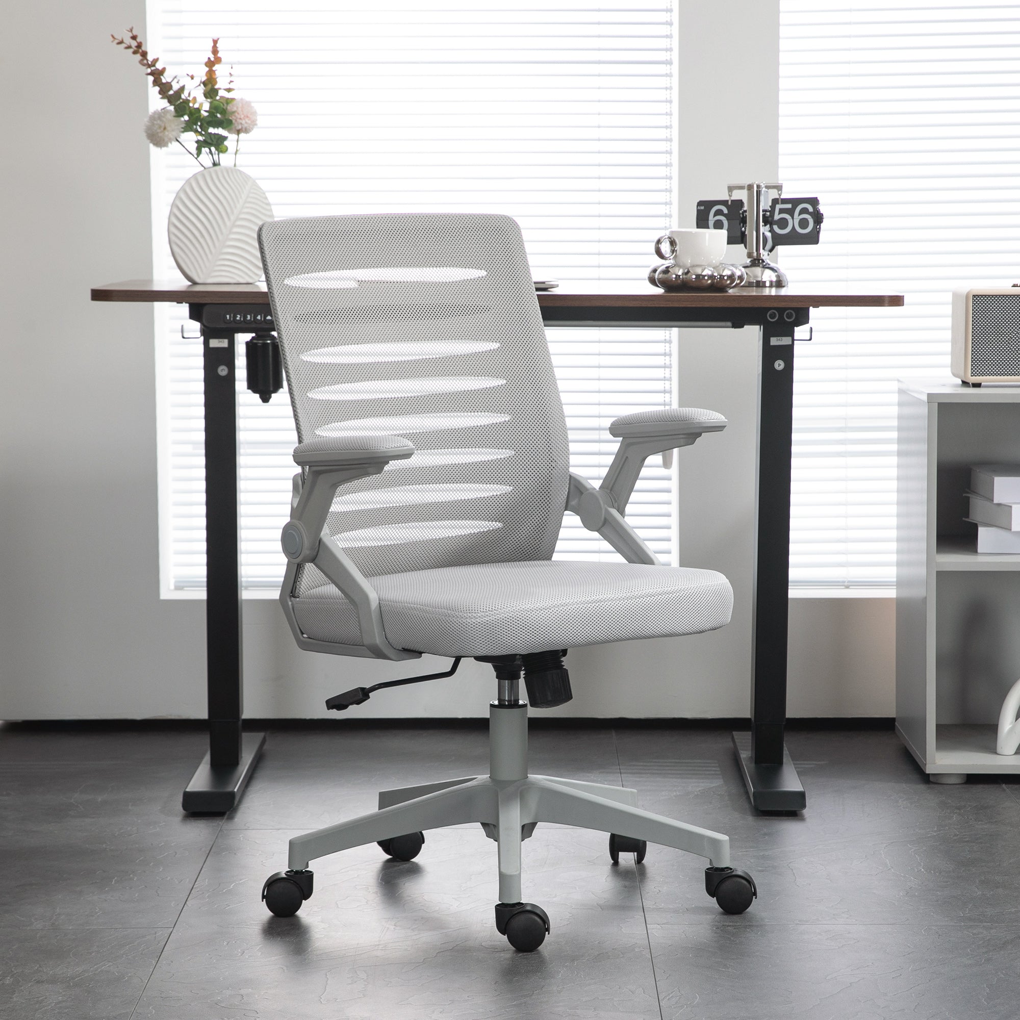 Vinsetto 44-53.5cm Adjustable Height Work Chair, with Mesh Back - Grey - North Peak Garden Furniture