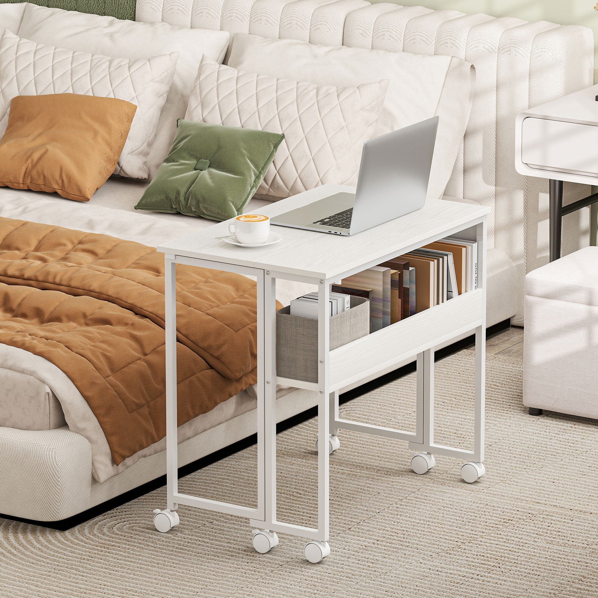 HOMCOM 80 cm Drop Leaf Writing Work Desk - White - North Peak Garden Furniture