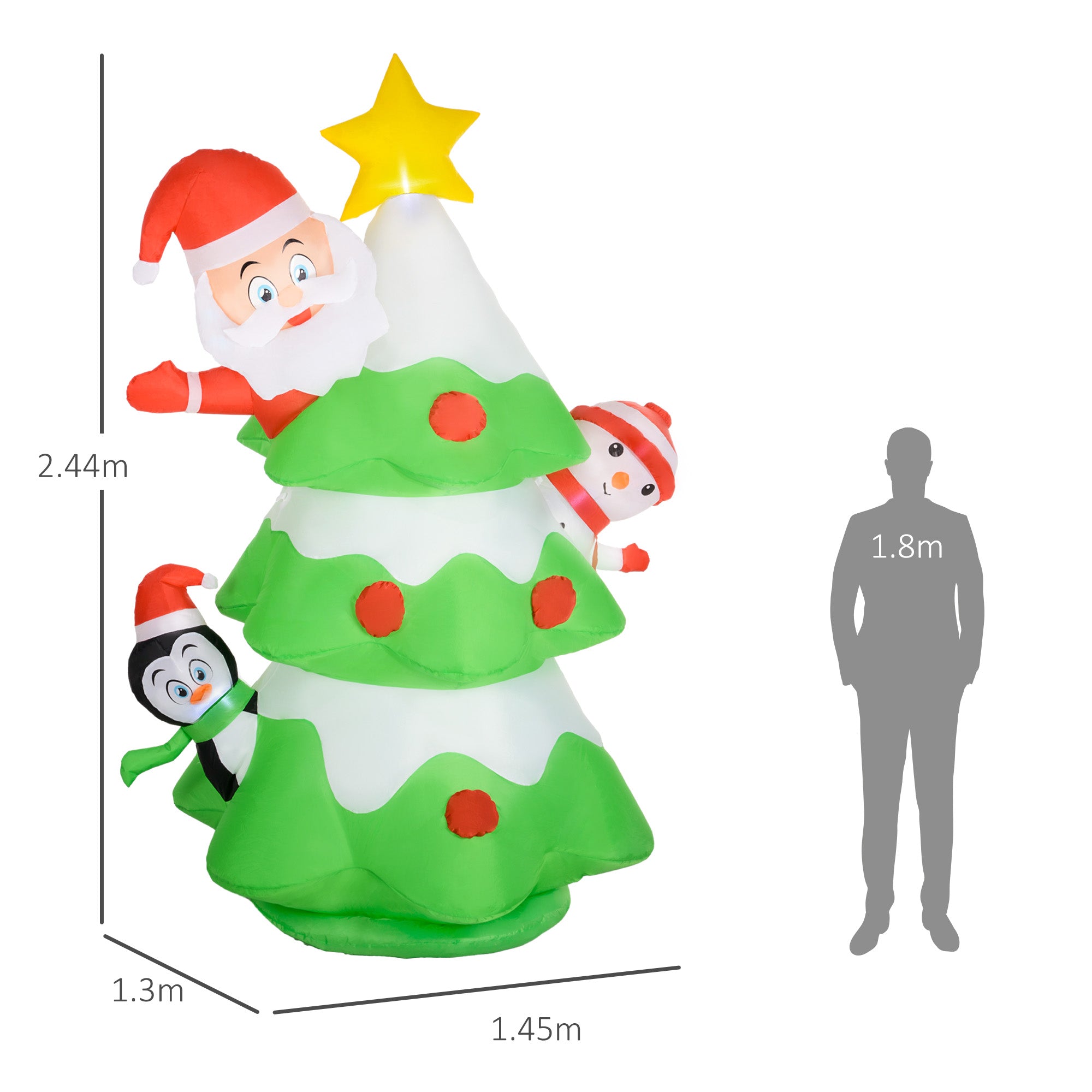 Outsunny 8ft Inflatable Xmas Tree and Friends Decoration - North Peak Garden Furniture