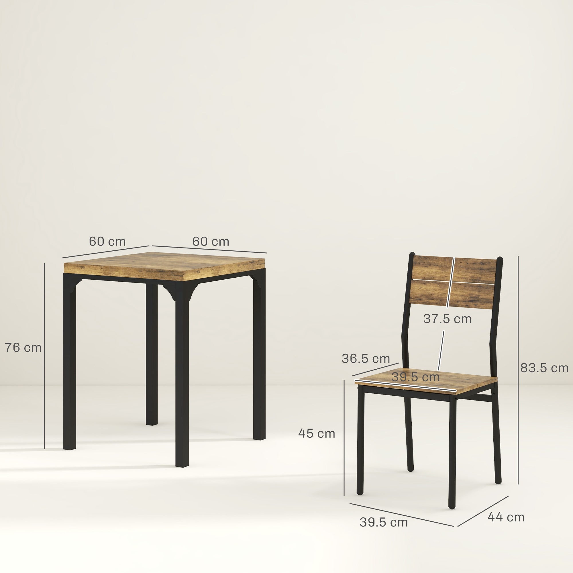 HOMCOM Three-Piece Minimal and Compact Dining Set, Rustic Brown - North Peak Garden Furniture