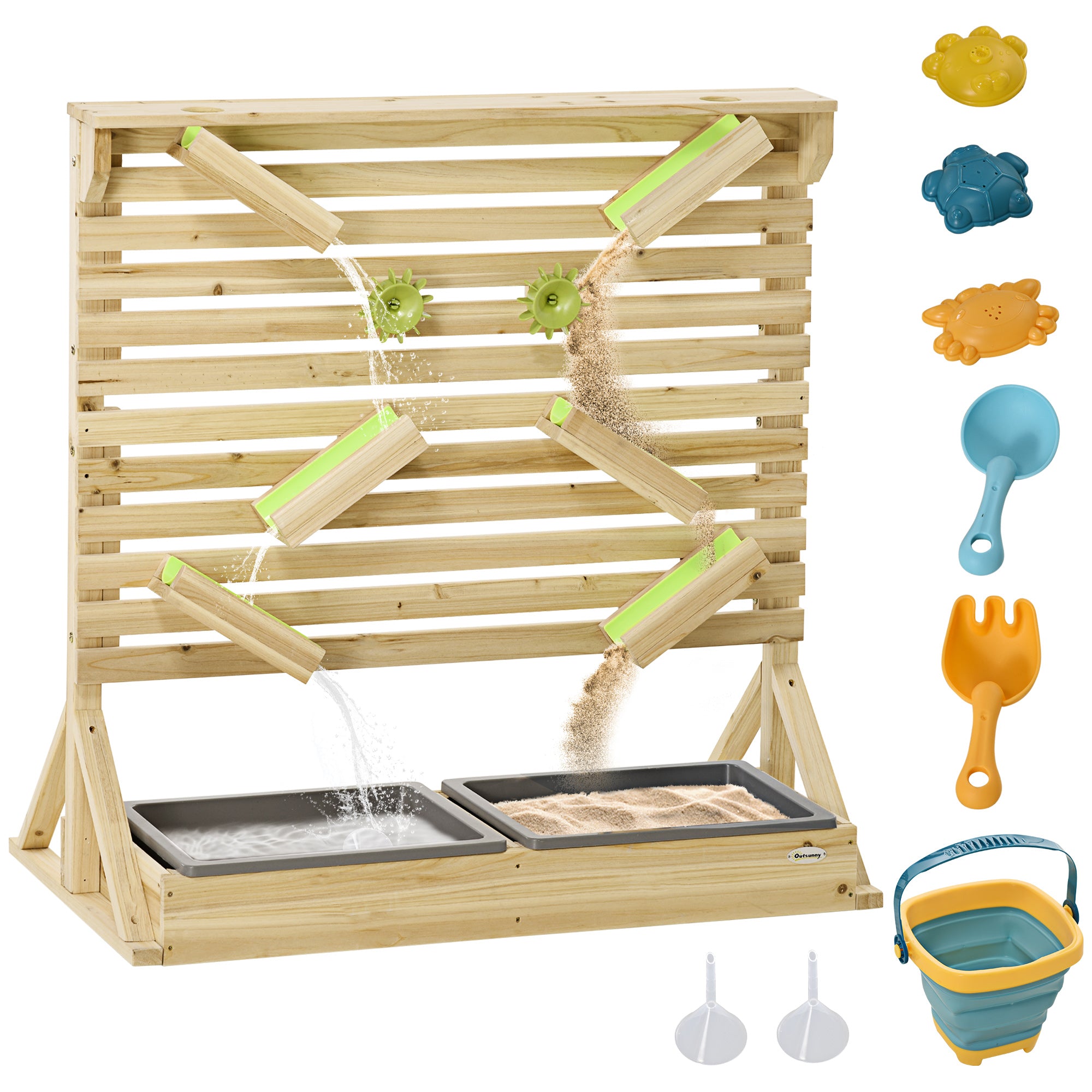 Outsunny Outdoor Kids Running Water and Sand Playset, with 18 Accessories - North Peak Garden Furniture