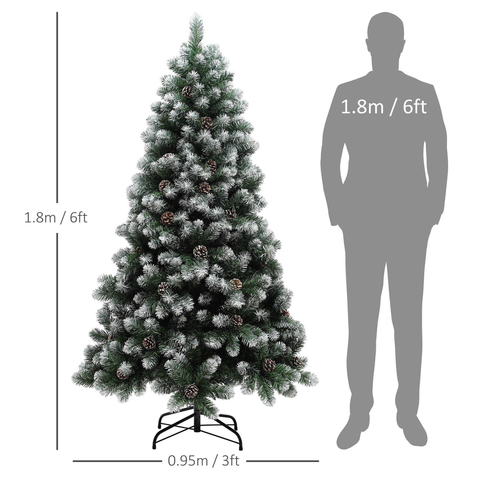 HOMCOM 6ft Snow-Dipped Artificial Pine Christmas Tree - North Peak Garden Furniture