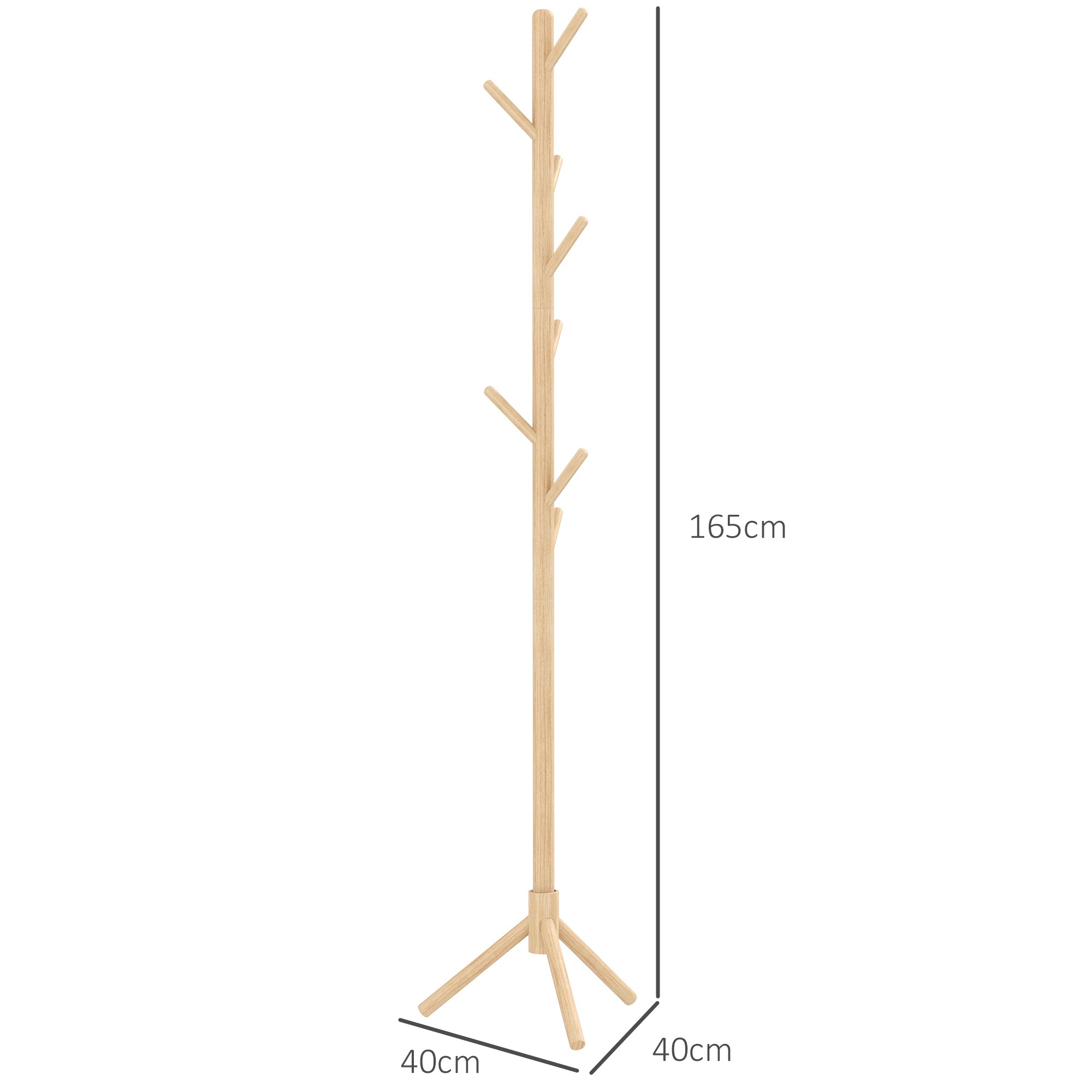 HOMCOM Eight-Hook Wooden Coat Rack - Natural