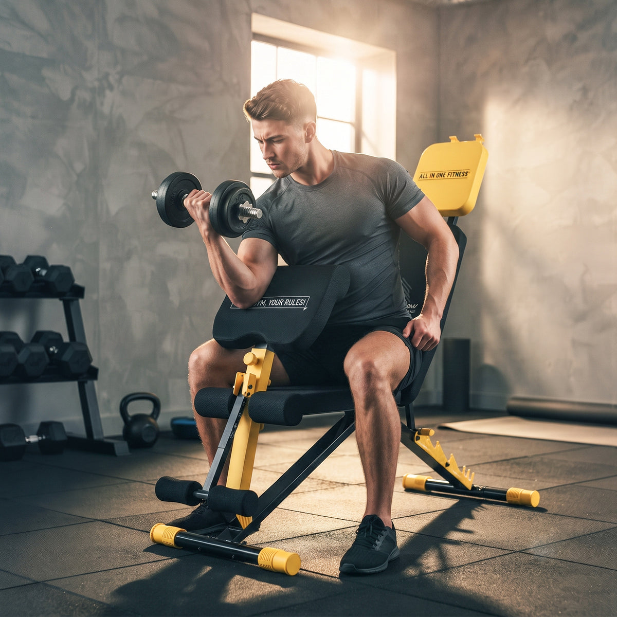 SPORTNOW Adjustable Weight Bench for Home Gym, 300kg Incline Decline Flat Foldable Bench Press with 6 Backrest Positions, Yellow