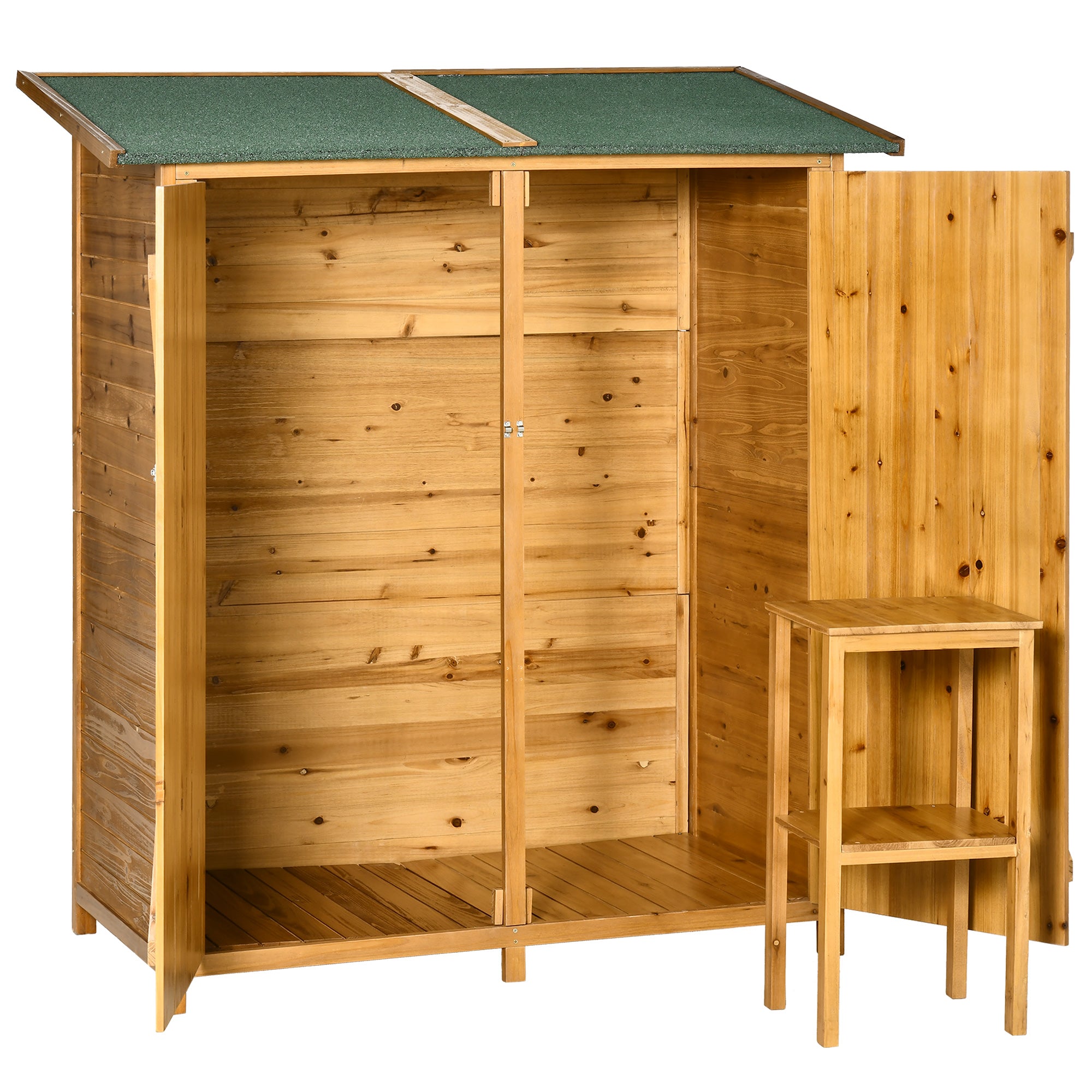 Outsunny 139 x 75 Fir Wood Garden Shed, with Asphalt Roof - Natural - North Peak Garden Furniture
