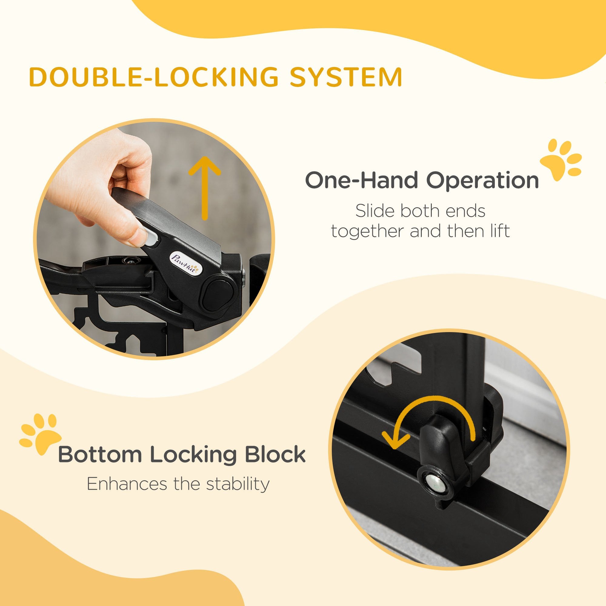 PawHut 74-80 cm Pressure Fit Safety Gate for Doorways and Staircases, Dog Gate, Pet Barrier for Hallways with Auto Close, Double Locking - North Peak Garden Furniture