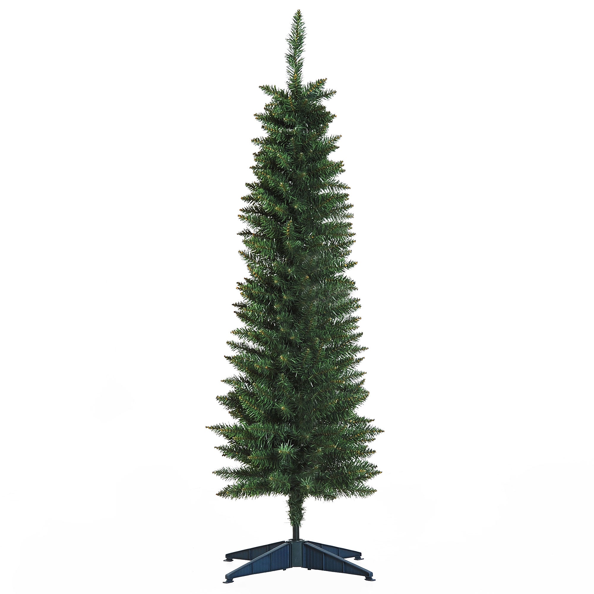 HOMCOM 5ft Unlit Artificial Christmas Tree, Pencil Slim Xmas Tree with Solid Stand and Realistic Branches, Green - North Peak Garden Furniture