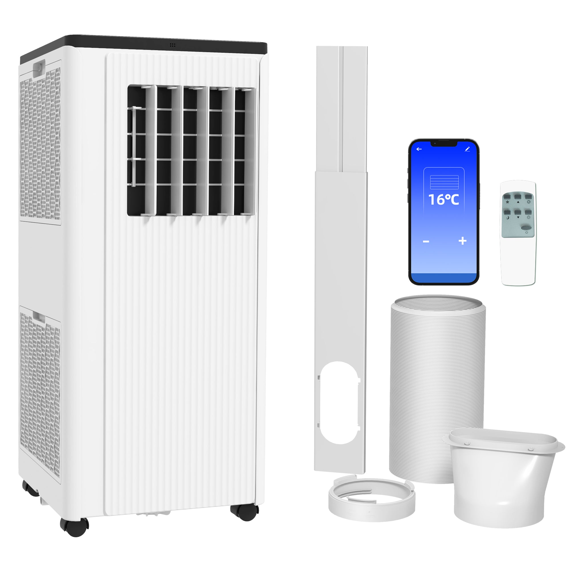 HOMCOM 9,000 BTU App-Controlled Mobile Air Conditioner, 20m² Radius - White