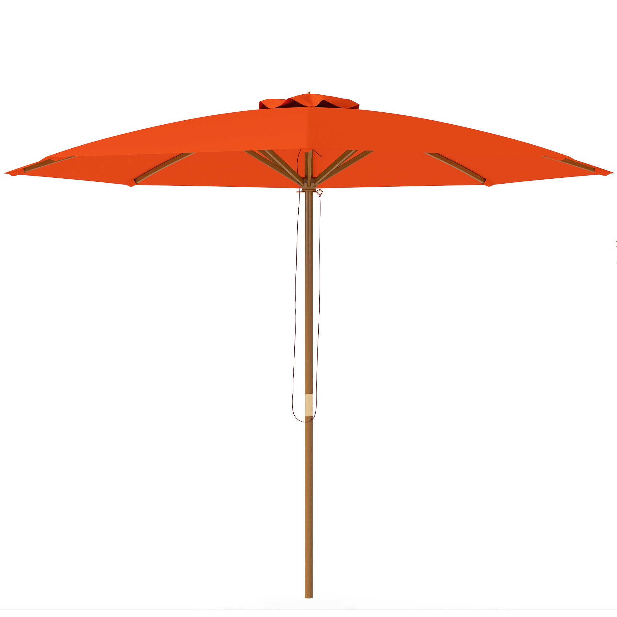 Outsunny 3m Wood Pole Parasol Umbrella - Orange - North Peak Garden Furniture