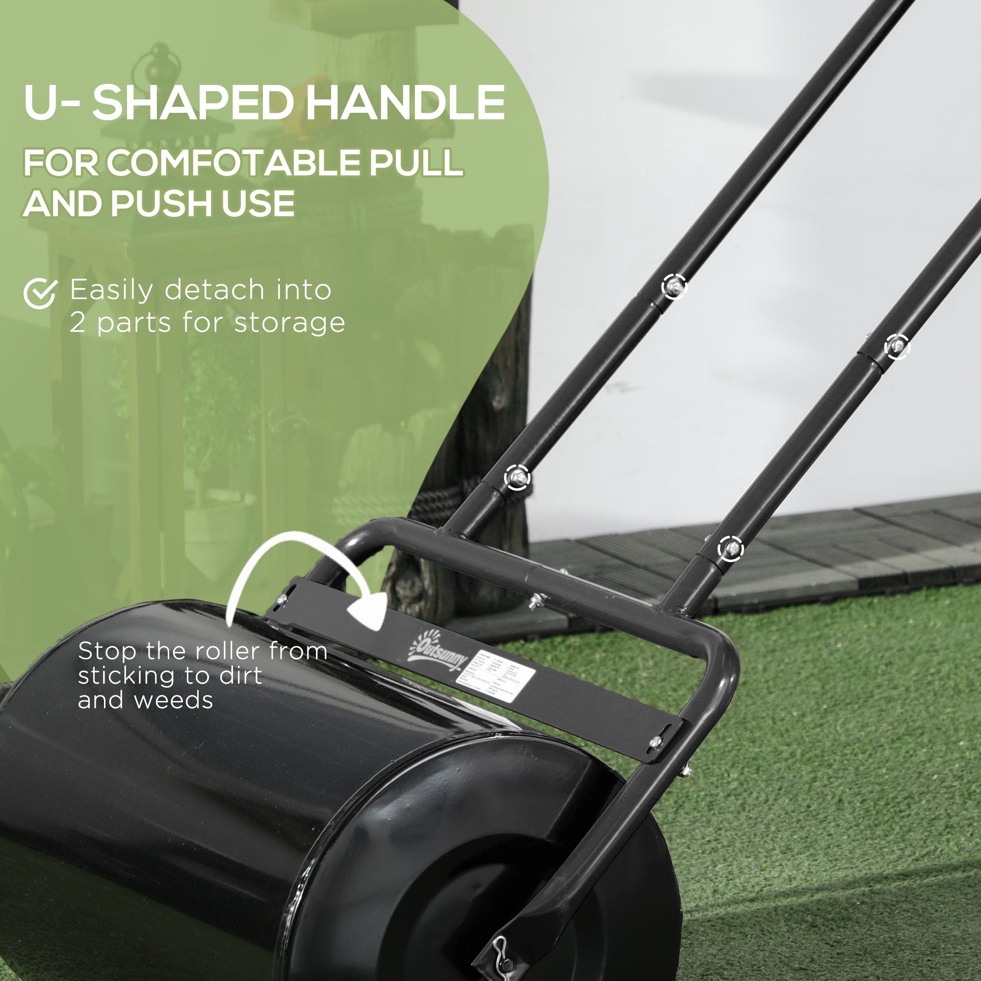 Outsunny 38L Fillable Cylinder Steel Lawn Roller - Black - North Peak Garden Furniture