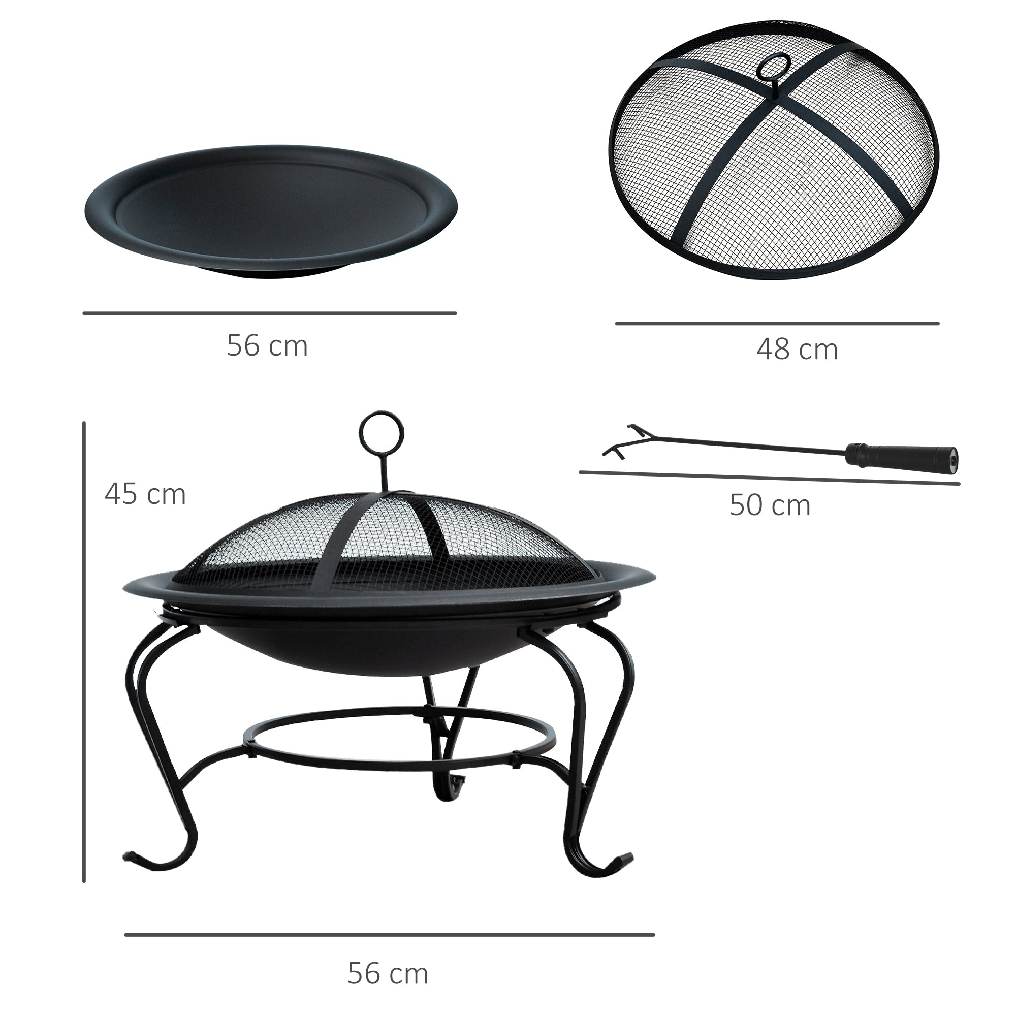 Outsunny Patio Pyrotechnics: Stylish Fire Pit with Lid for Garden Entertaining, Black/Blue