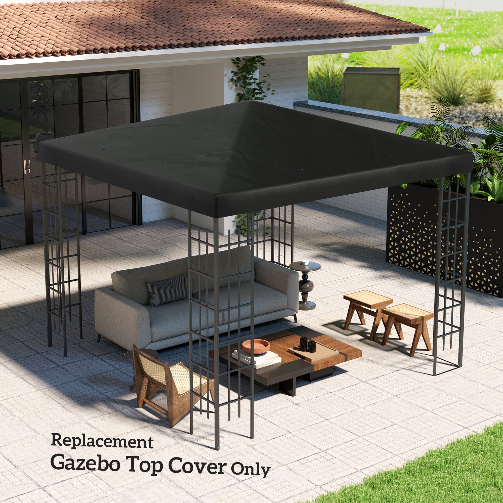 Outsunny 3 x 3(m) Gazebo Frame Replacement - Black - North Peak Garden Furniture