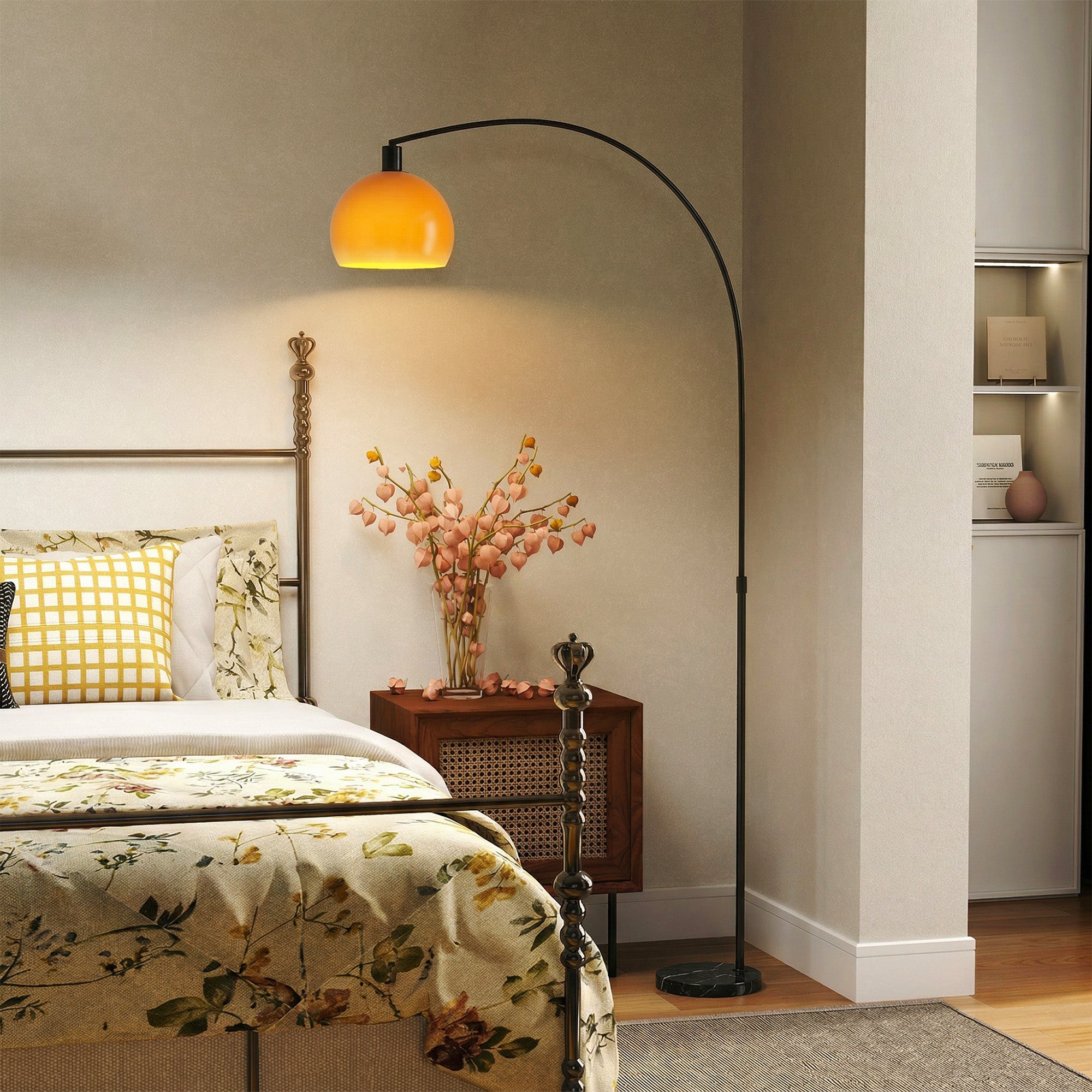 HOMCOM Floor Lamp for Living Room, Modern Standing Lamp with Shade & Foot Switch for Bedroom, Office, Black