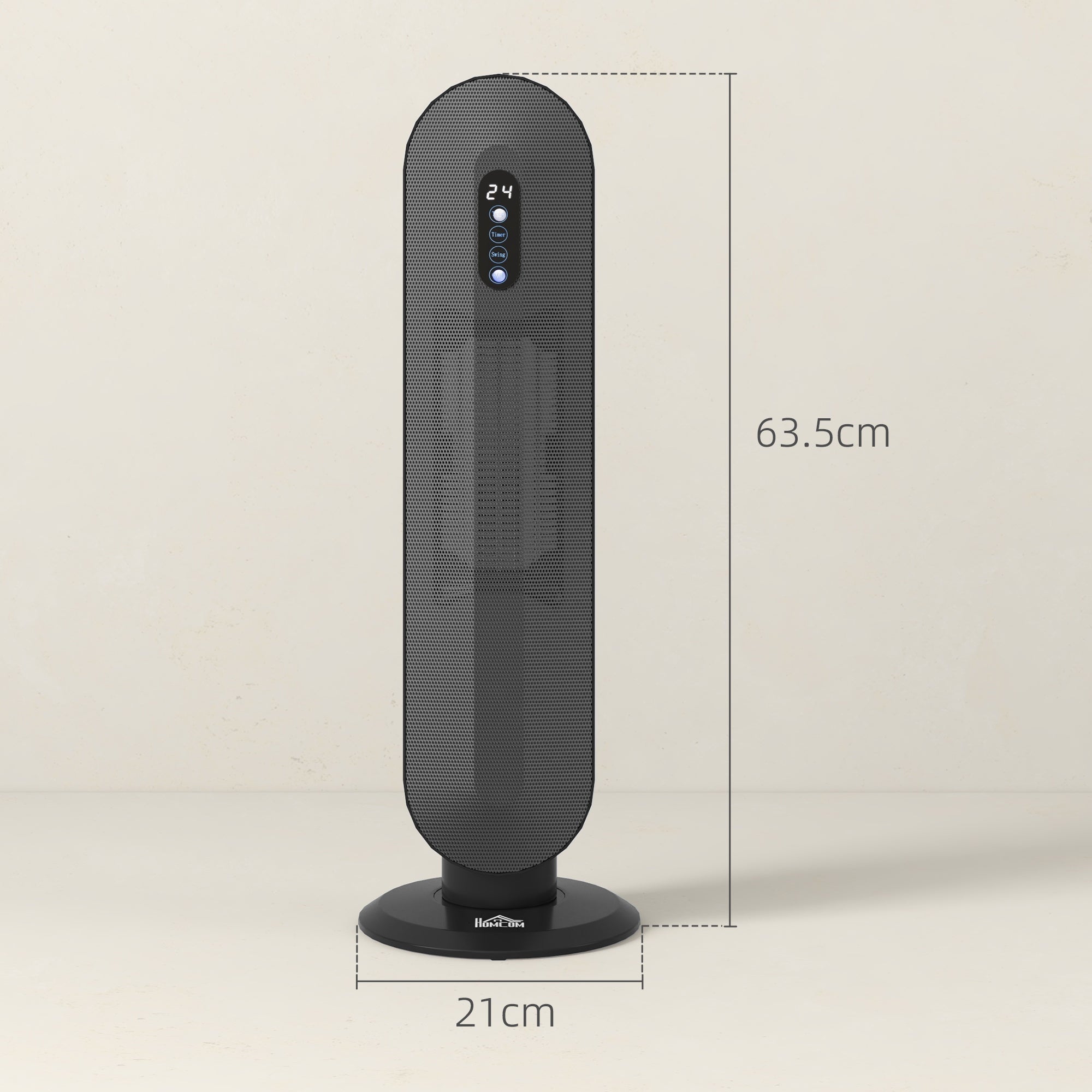 HOMCOM 45° Oscillating Ceramic Space Heater, with Remote - Black - North Peak Garden Furniture