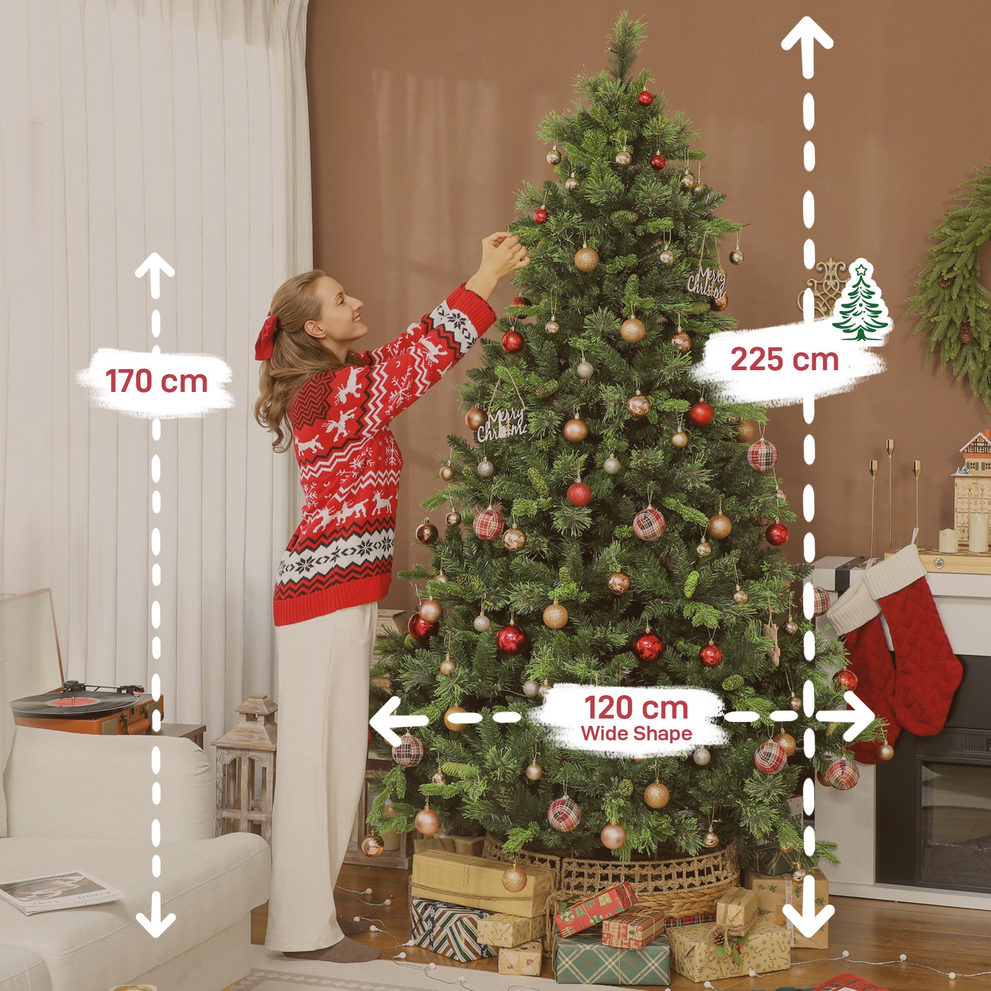 HOMCOM 7.5ft Carolina Pine Christmas Tree with Colourful DIY Synchronized LED Lights and Remote