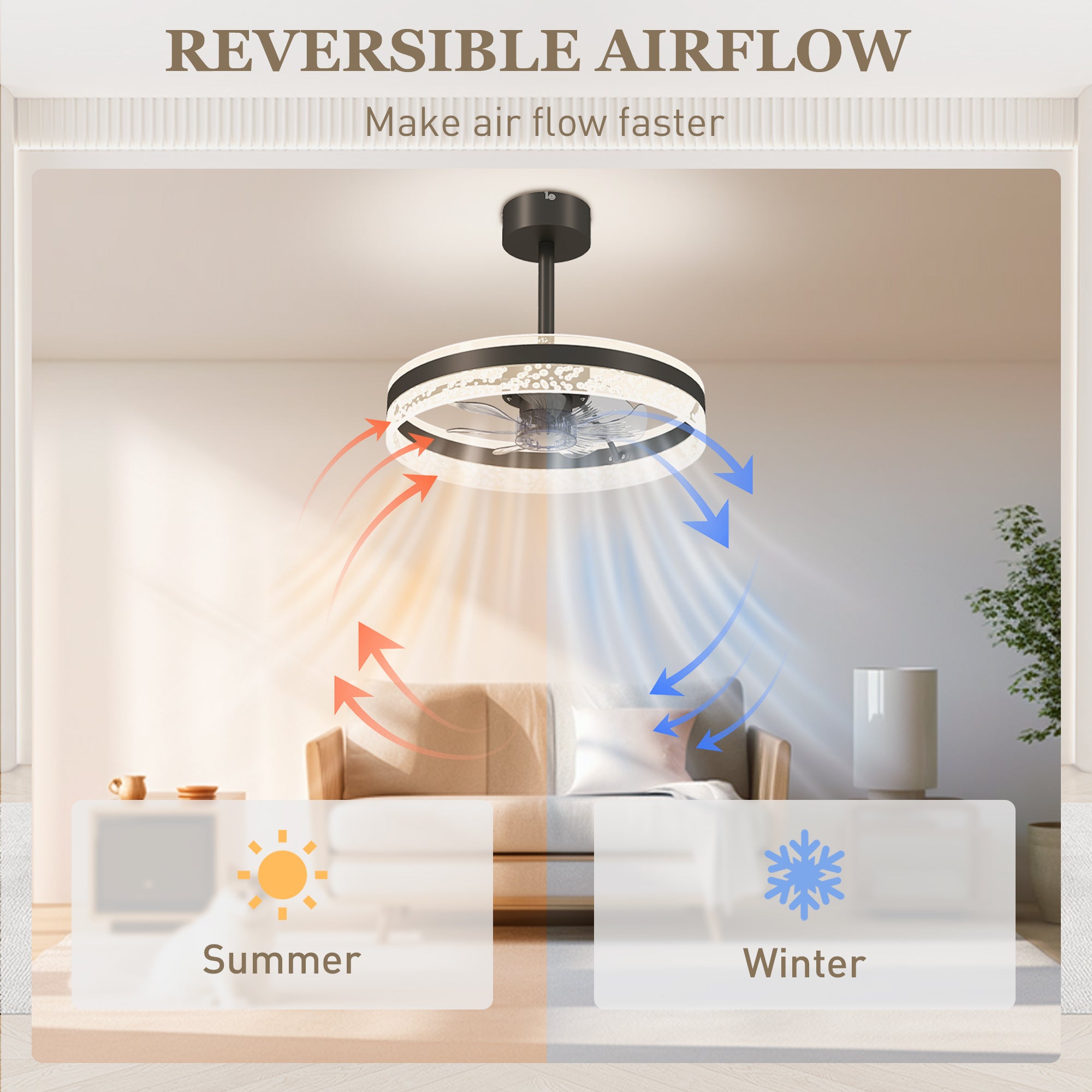 HOMCOM Ceiling Fan with LED Light and Remote - Black - North Peak Garden Furniture