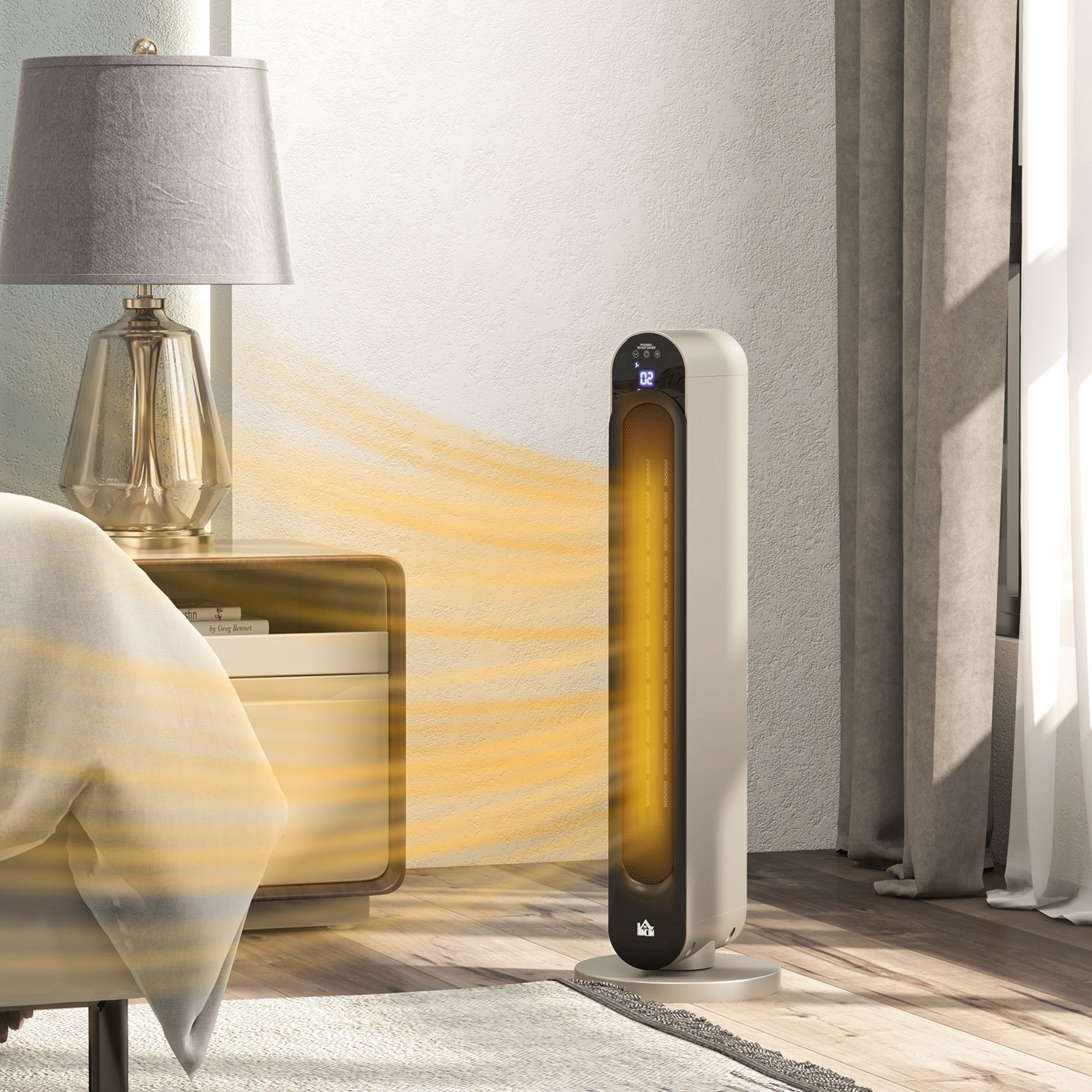 HOMCOM 2kW PTC Ceramic Tower Heater, 10-35°C Temperature Range - North Peak Garden Furniture