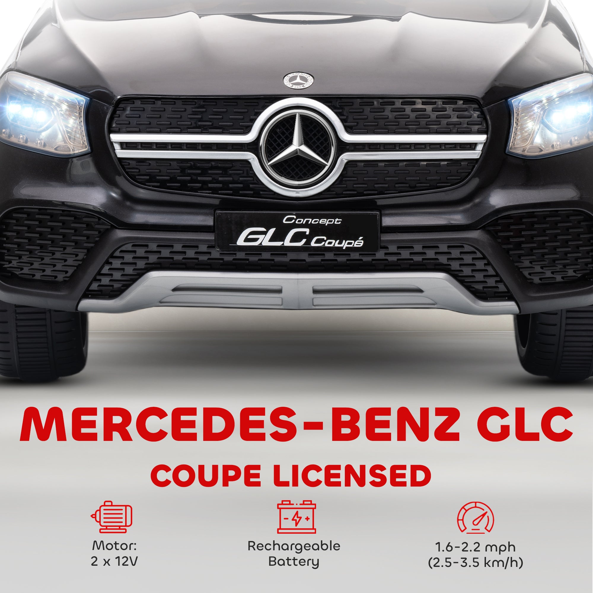 AIYAPLAY Mercedes-Benz GLC Licensed Kids Ride on Car with Remote Control, Soft Start, MP3, LED Headlights, Black