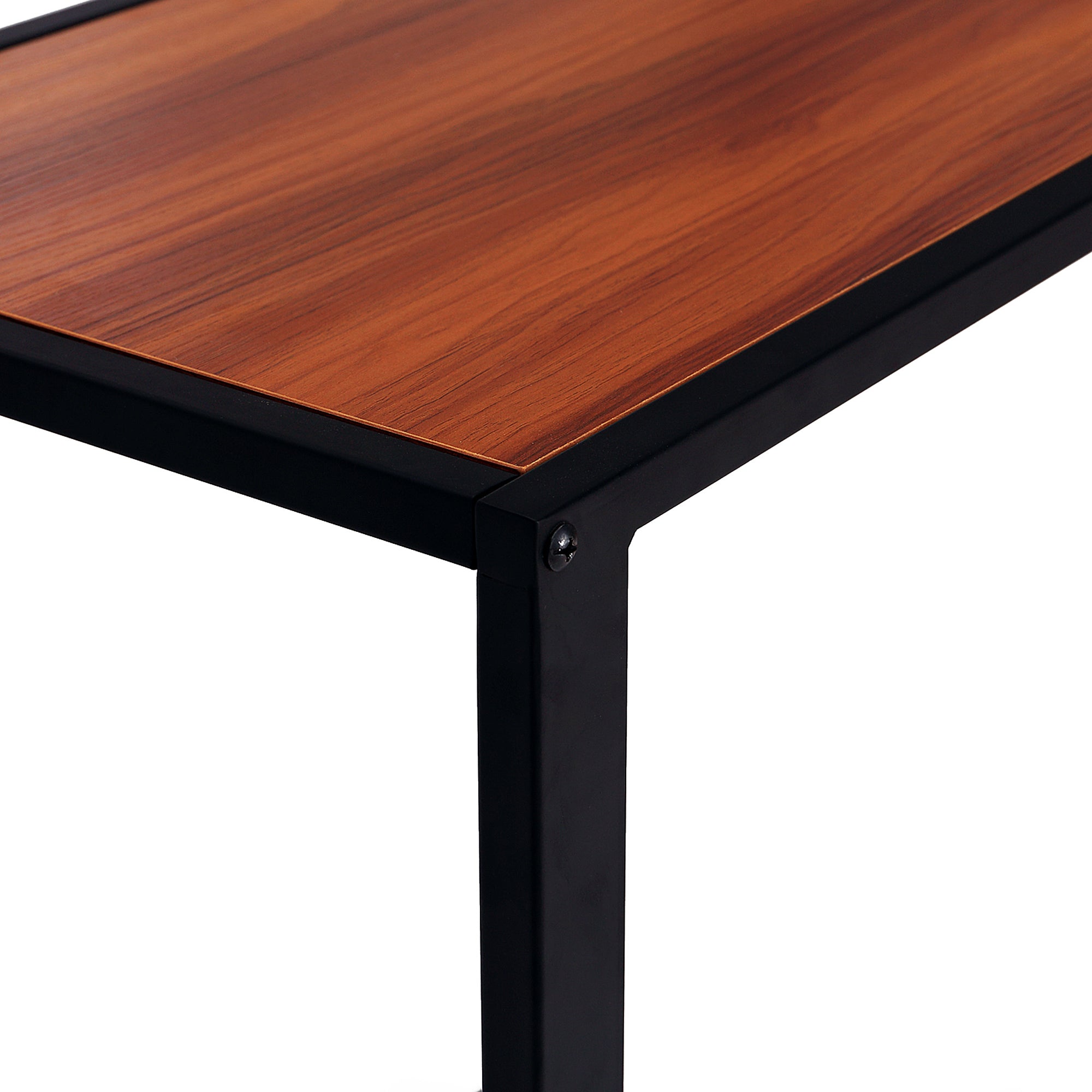 HOMCOM C-Shaped Side Table, Sofa End Table with Metal Frame, Accent Couch Table for Living room, Bedroom, Walnut and Black - North Peak Garden Furniture