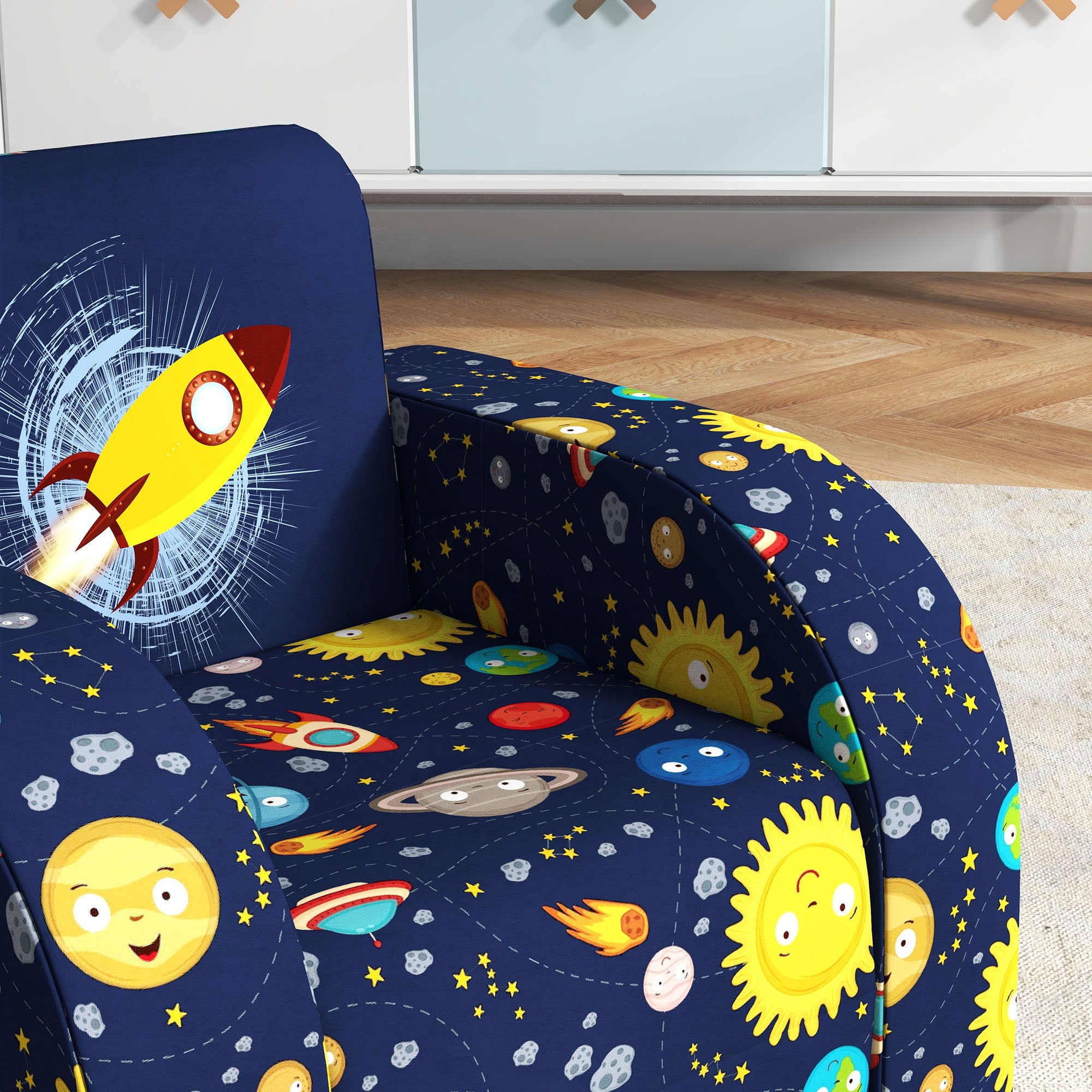 AIYAPLAY Foldable Toddler Chair Soft Snuggle Sponge Filled for Bedroom Playroom, Aged 18 Months to 3 Years - Dark Blue - North Peak Garden Furniture