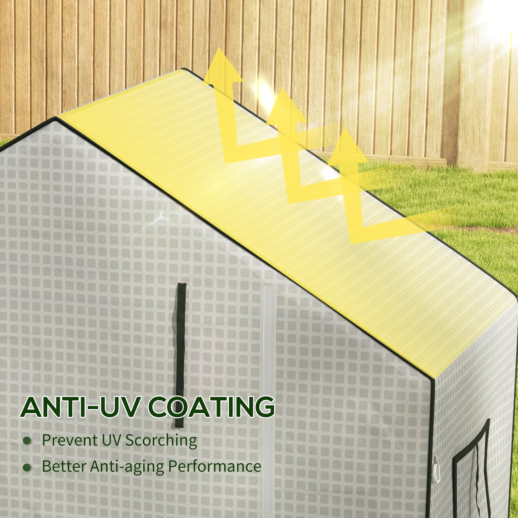 Outsunny Greenhouse Cover Replacement Walk-in PE Hot House Cover with Roll-up Door and Windows, 140 x 73 x 190cm, White - North Peak Garden Furniture