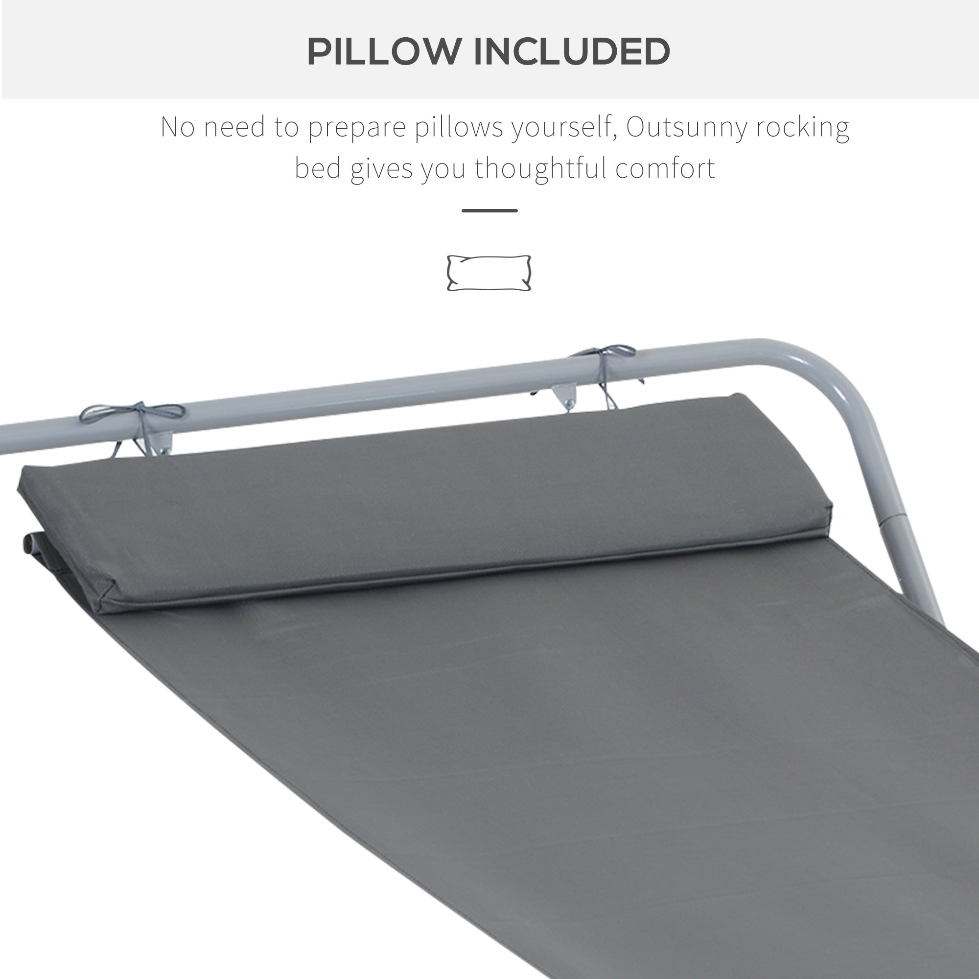 Outsunny Rocking Swing Relaxing Day Bed Outdoor Single Sun Lounger Hammock - Grey - North Peak Garden Furniture