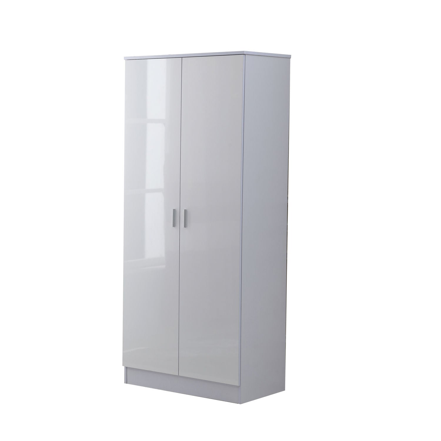 HOMCOM High Gloss 3 Piece Trio Bedroom Furniture Set Wardrobe + Chest Of Drawer + Bedside White - North Peak Garden Furniture