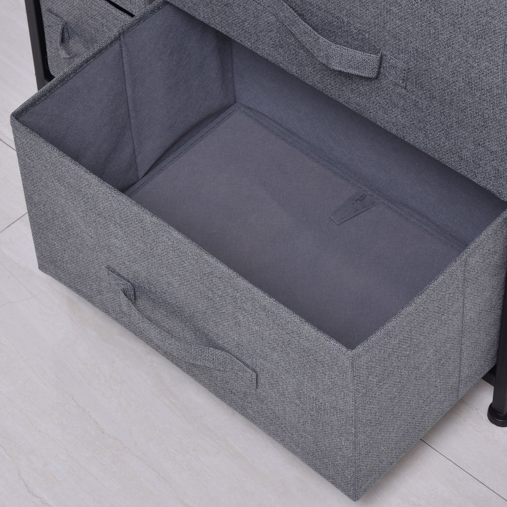HOMCOM Chest of Drawers with 7 Drawers, Fabric Drawers with Large Storage Space, Drawers Dresser with Metal Frame, Adjustable Feet for Bedroom Living Room, Dark Grey - North Peak Garden Furniture