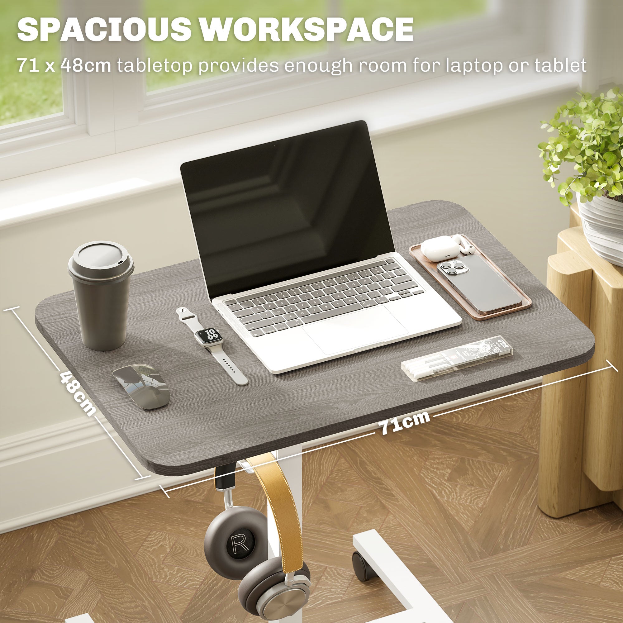 HOMCOM 75-115cm Manual Adjustable Sit-To-Stand Desk - White/Grey - North Peak Garden Furniture