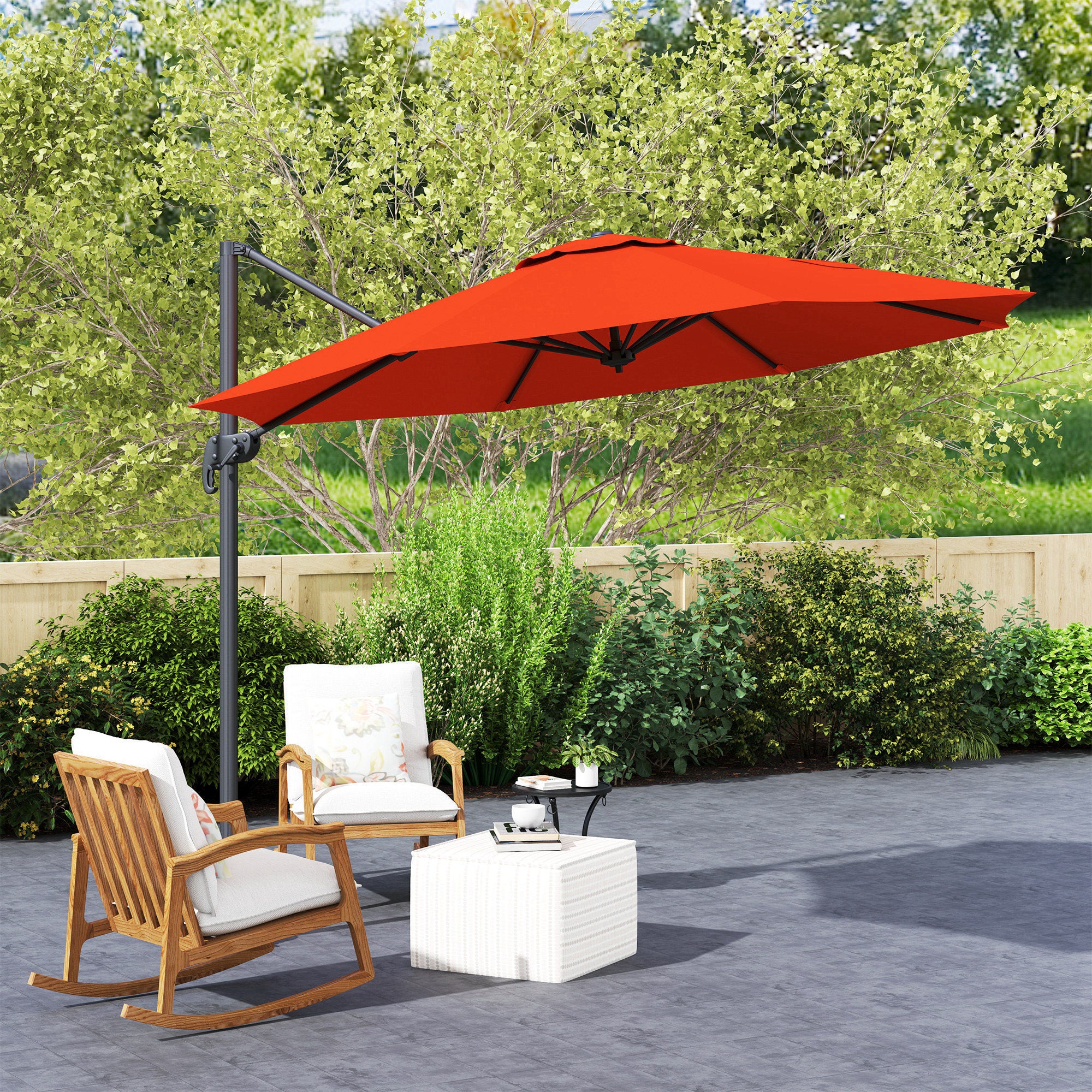 Outsunny Five-Position Overhanging Parasol - Orange - North Peak Garden Furniture
