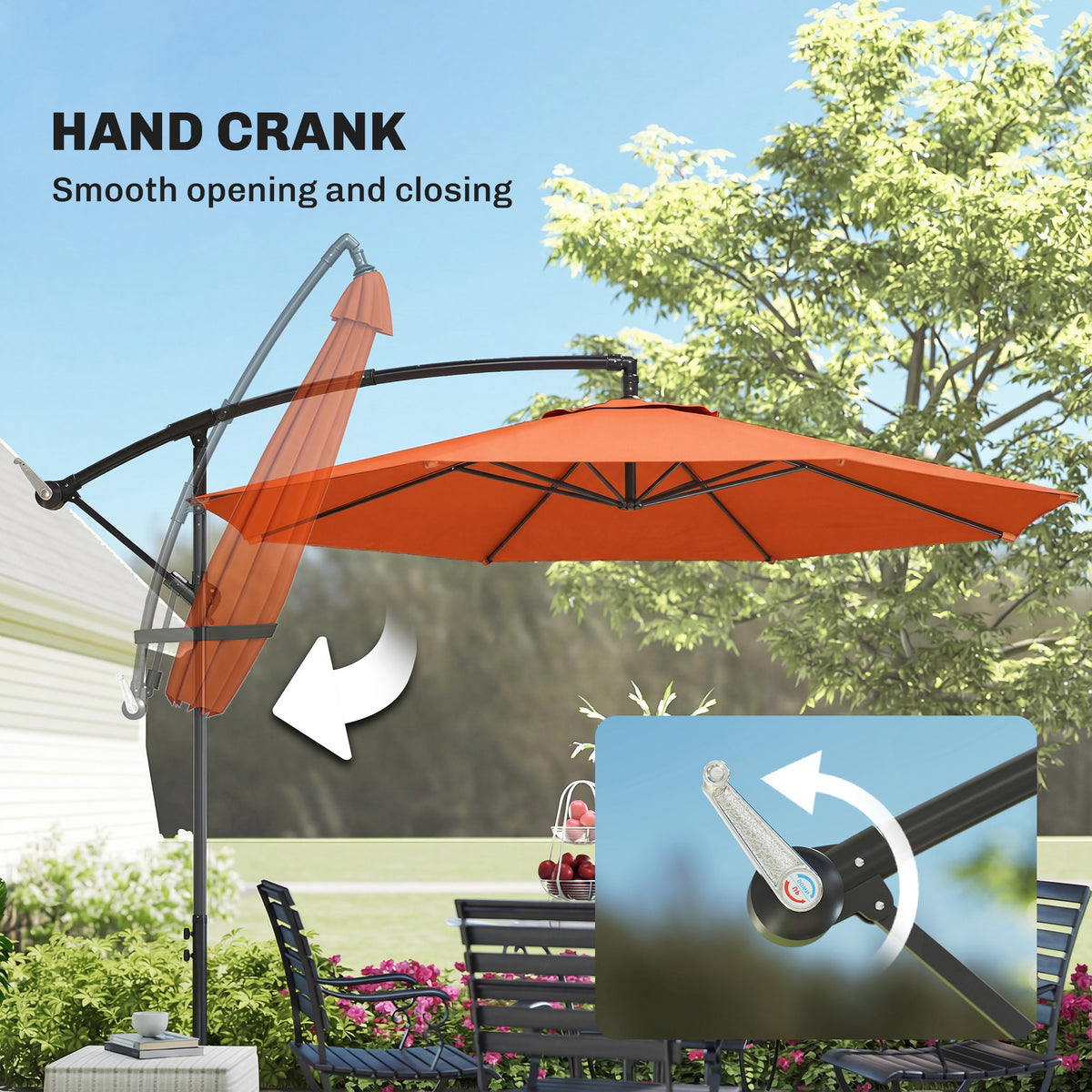 Outsunny 3 m Overhanging Cantilever Parasol, with Cross Base - Orange