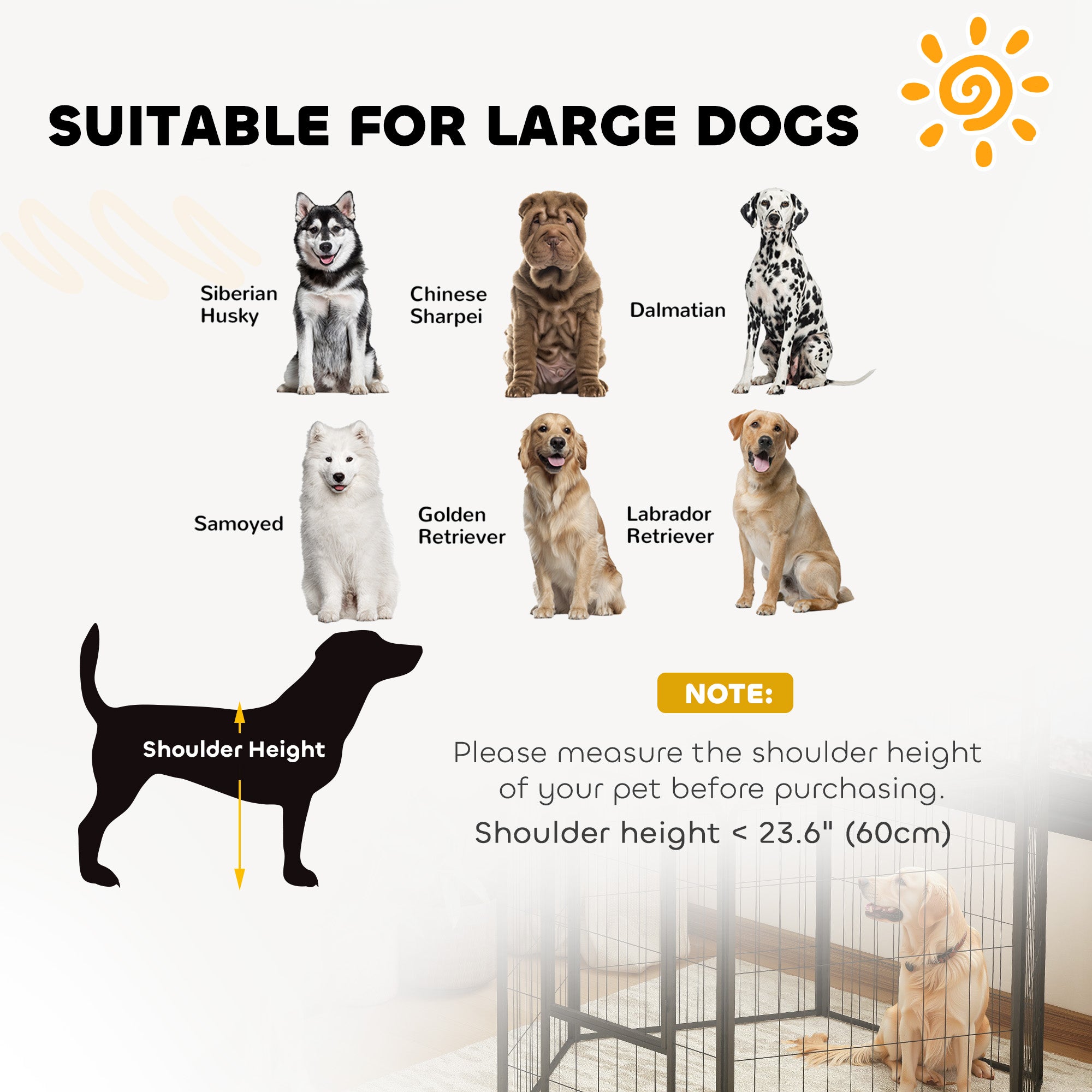 PawHut 6 Panels Heavy Duty Dog Playpen with Secure Door, for Indoor Outdoor, for Garden, Camping, 100cm High - North Peak Garden Furniture