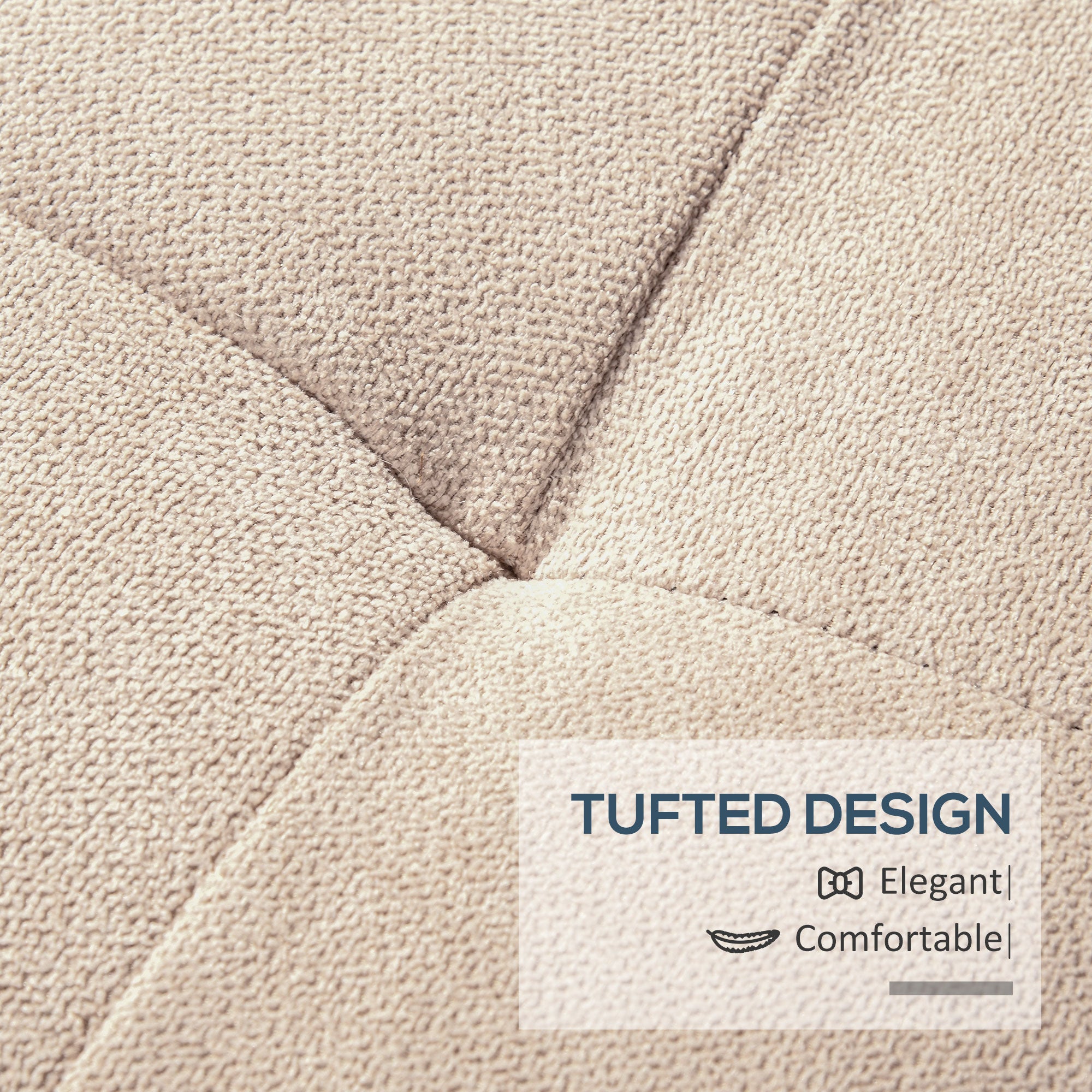 HOMCOM Linen Storage Ottoman, End of Bed Bench, Padded Footrest Seat with Tufting Design, Hinged Lid and Wood Frame 125L x 49W x 41.5H cm Beige - North Peak Garden Furniture