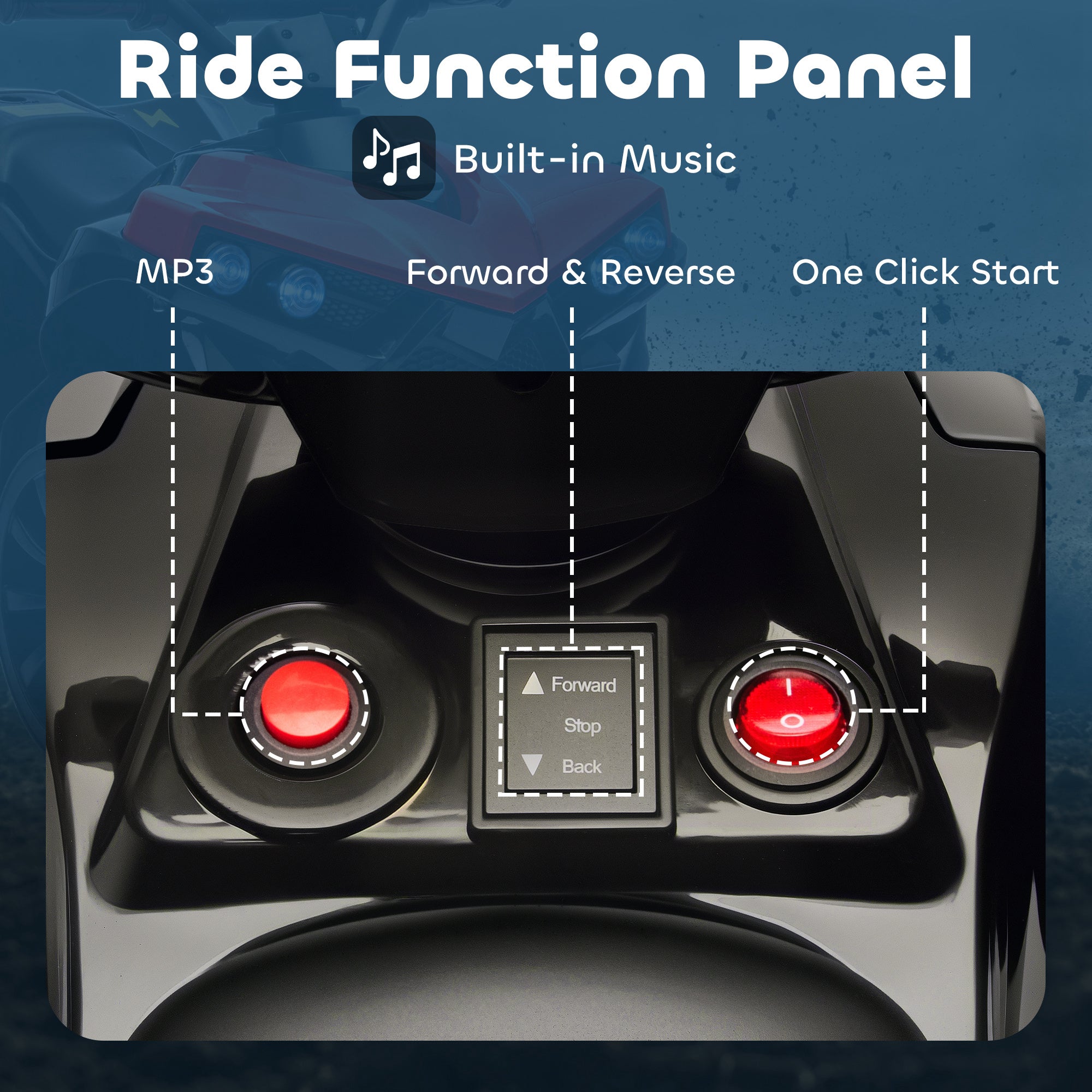 AIYAPLAY 6V Kids ATV, 4 Wheeler Electric Ride on Car with Music and LED Headlights, for Ages 3-6 Years Boys and Girls, Red