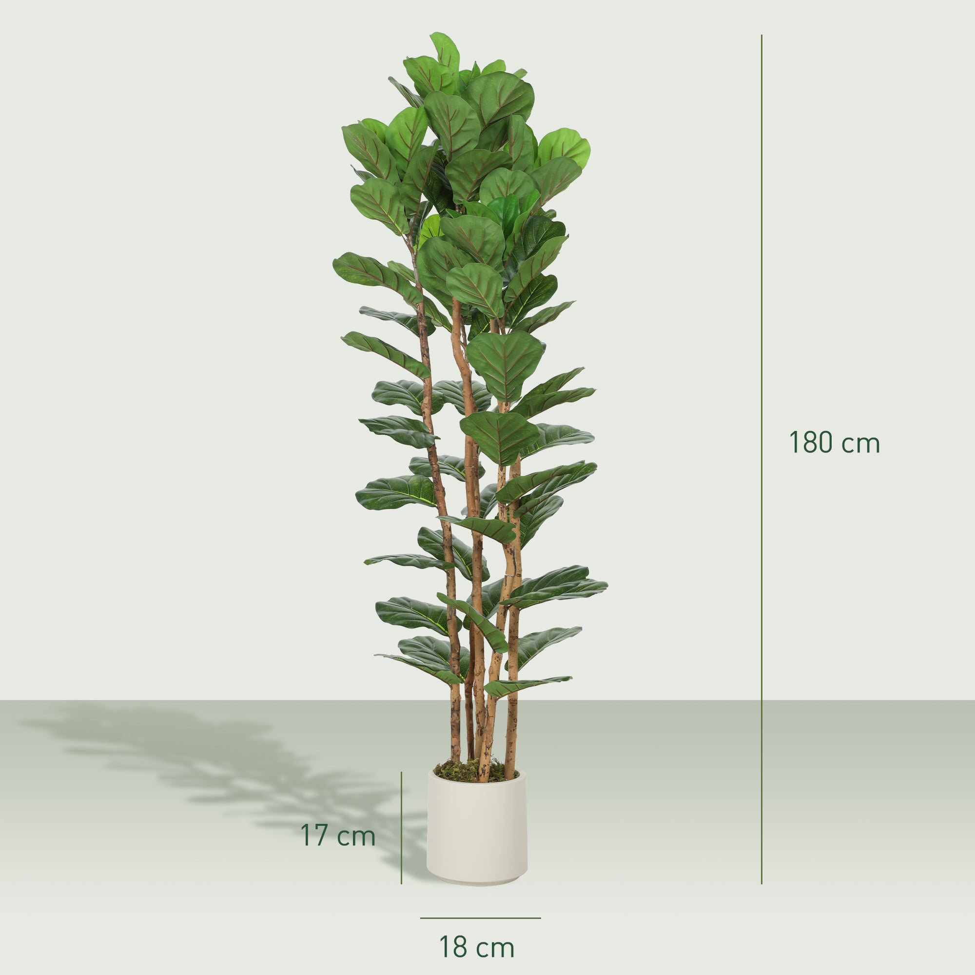 HOMCOM 180cm Artificial Fiddle Leaf Fig Tree - Green
