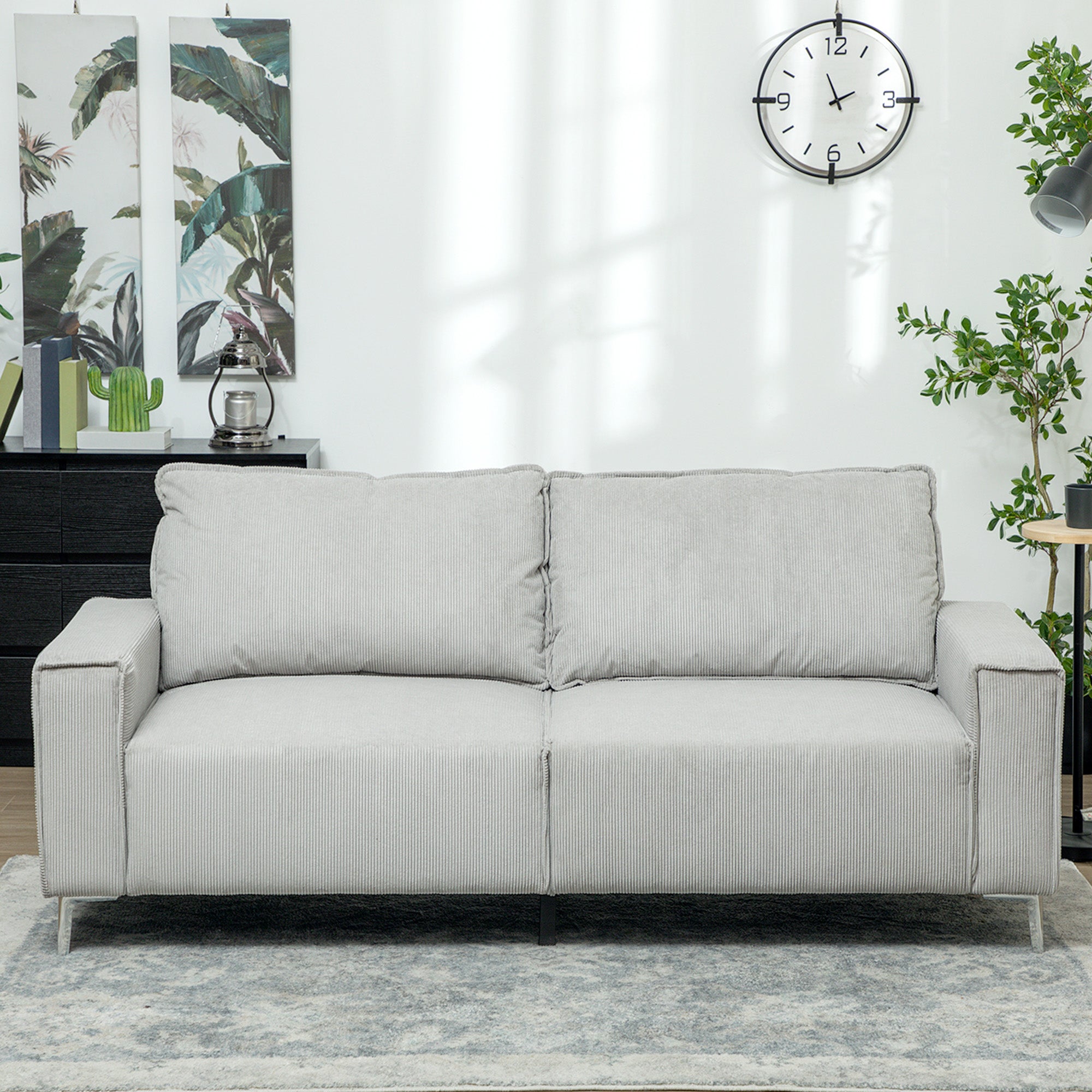 HOMCOM Three-Seater Corduroy - Light Grey - North Peak Garden Furniture