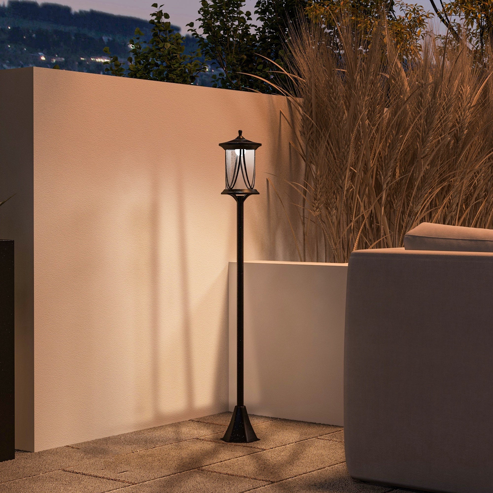 Outsunny Solar Lamp Post Light, 1.3 M LED Outdoor Street Light, Waterproof IP44 for Patio, Garden, Pathway, Cool White - North Peak Garden Furniture