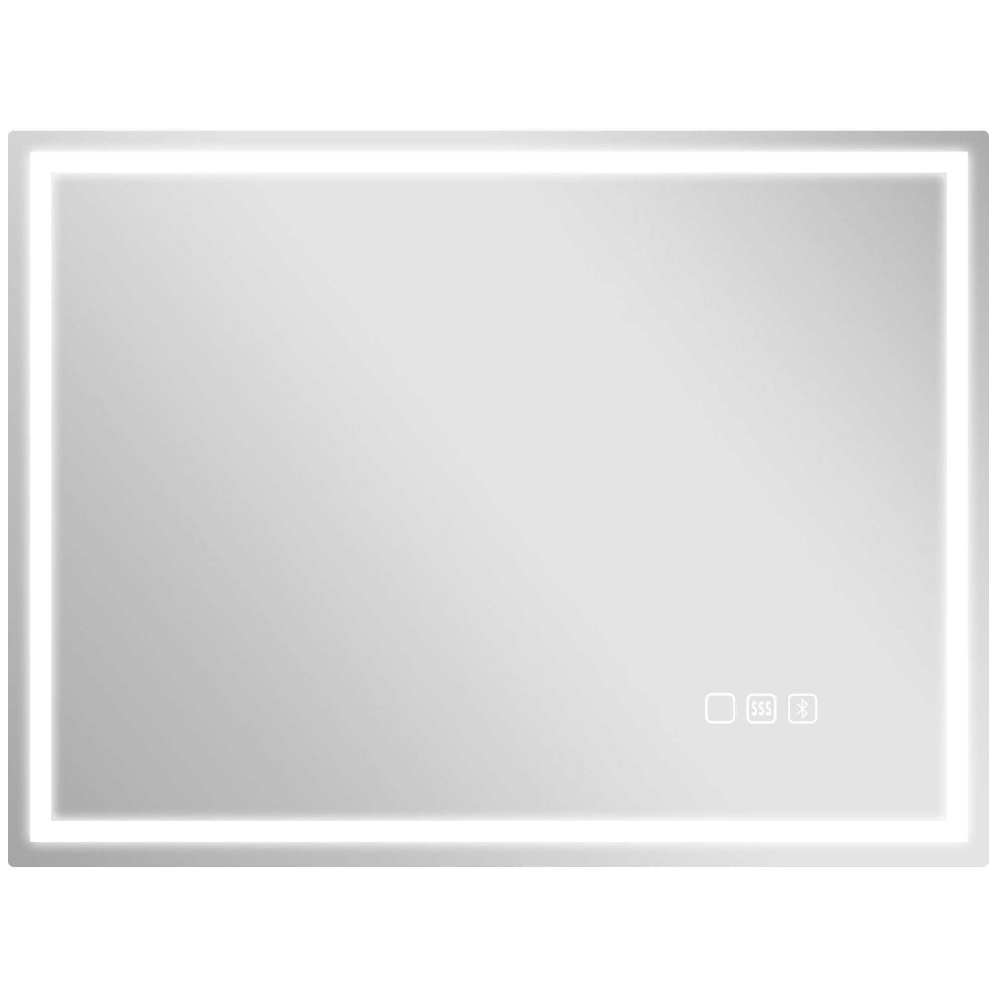 HOMCOM 60 x 80 cm Anti-Fog LED Bathroom Mirror, with Bluetooth and Clock - Silver Tone - North Peak Garden Furniture