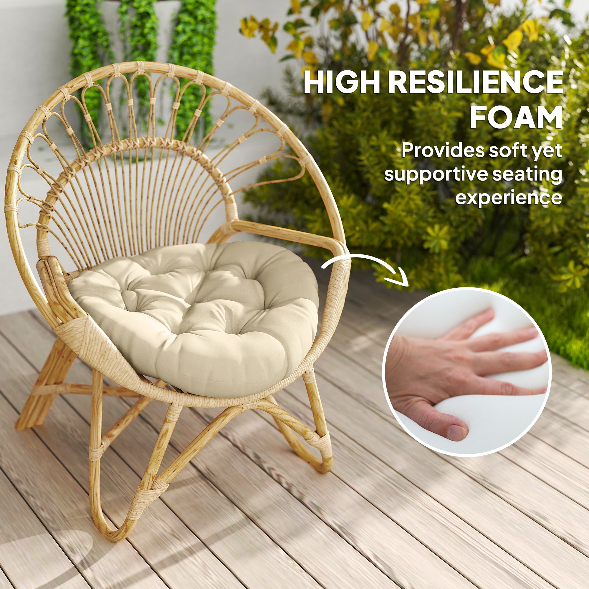 Outsunny Set of Two Φ60cm Outdoor Cushions - Beige - North Peak Garden Furniture